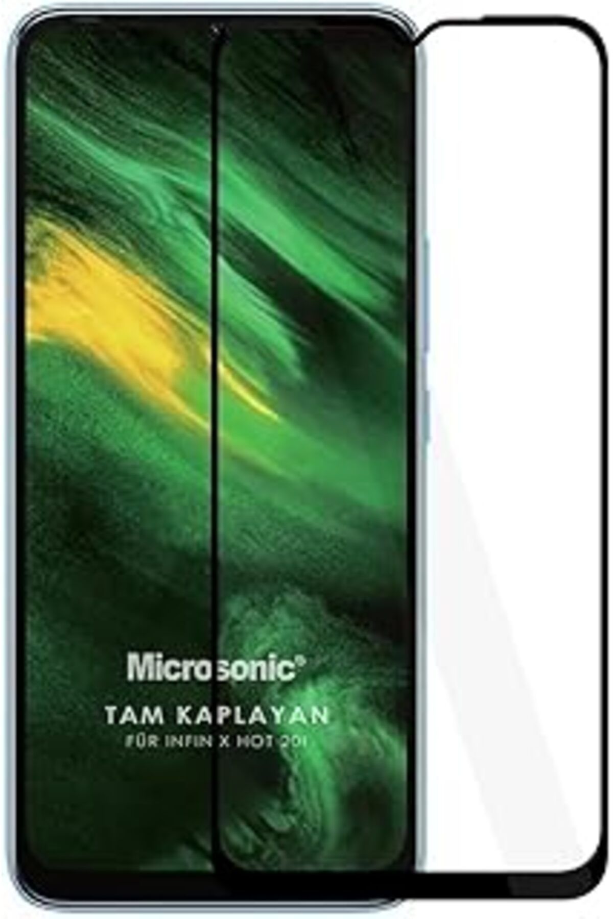Pazarcan Microsonic Infinix Hot 20I Tam Kaplayan Temperli Cam Ekran Koruyucu Siyah