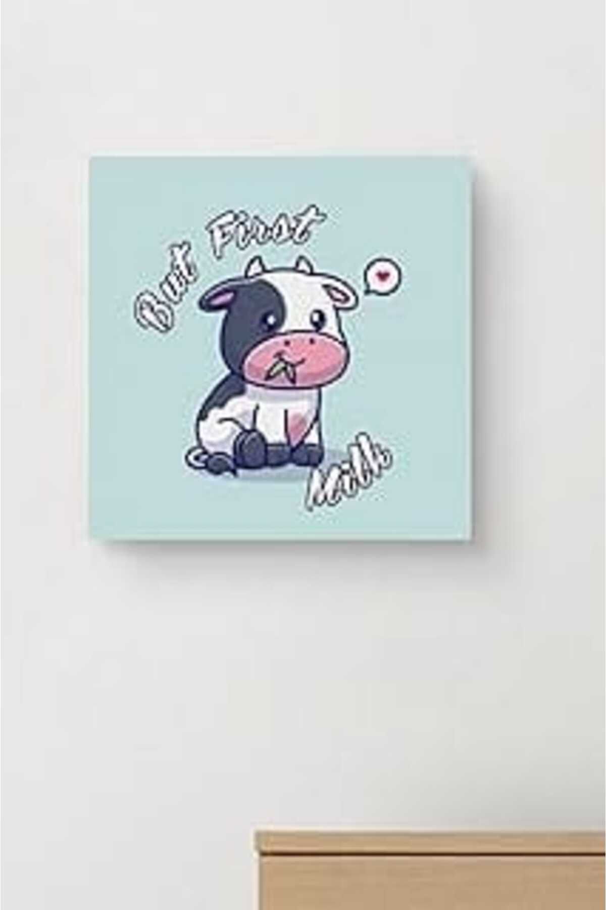 Mu Art Hediyesepeti But First Milk | Bebek Odasına Özel Kanvas 25 X 25 Cm Ölçüsündedir.