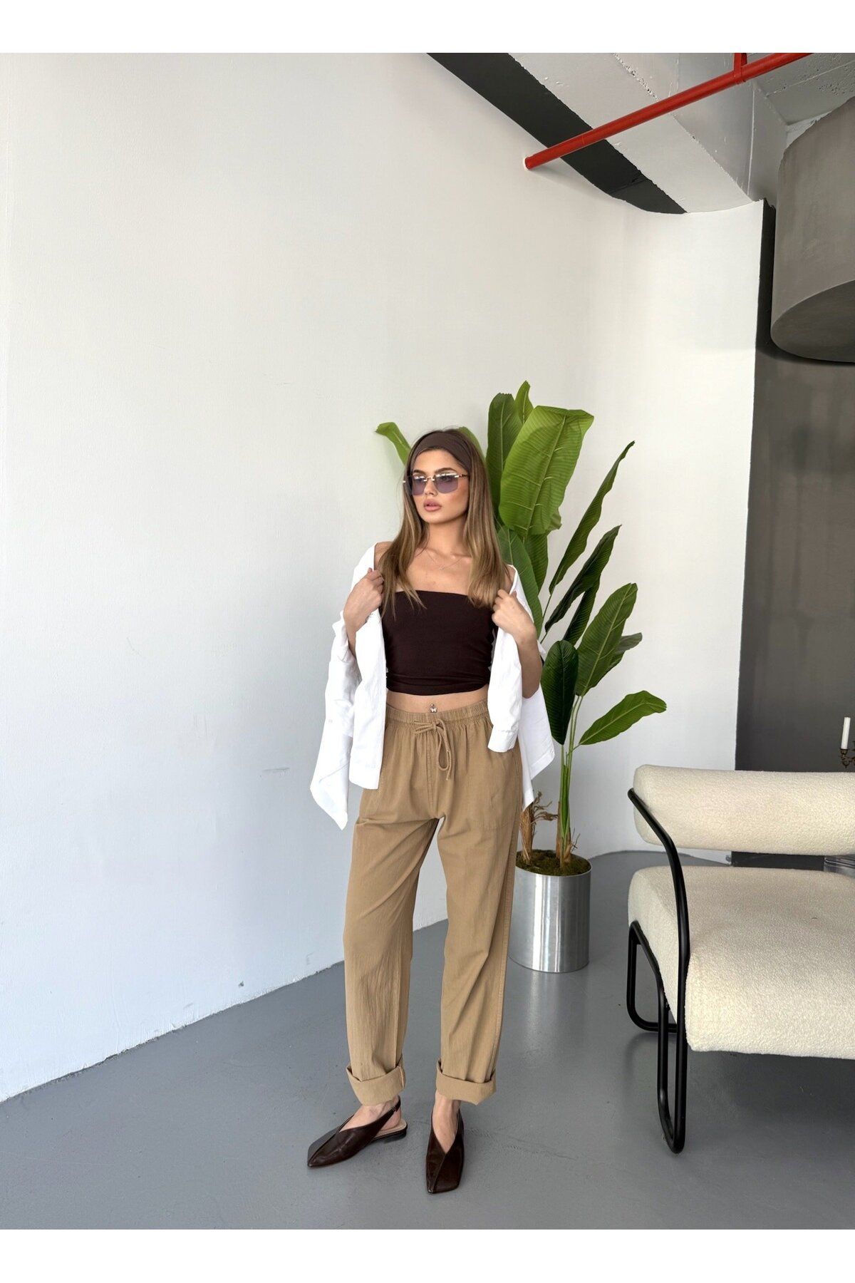 Dechers Jemmy Kadın Keten Pantolon W305