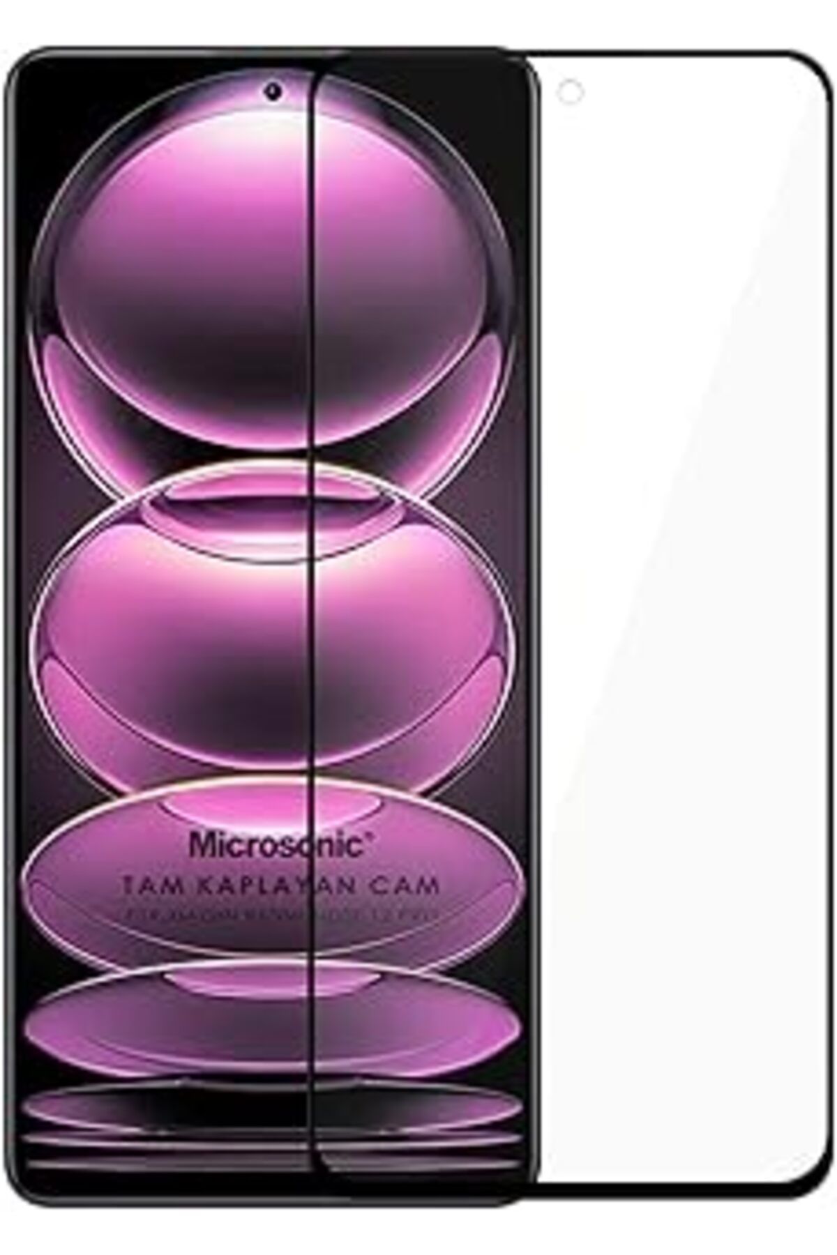 Pazarcan Microsonic Xiaomi Redmi Note 12 Pro Tam Kaplayan Temperli Cam Ekran Koruyucu Siyah