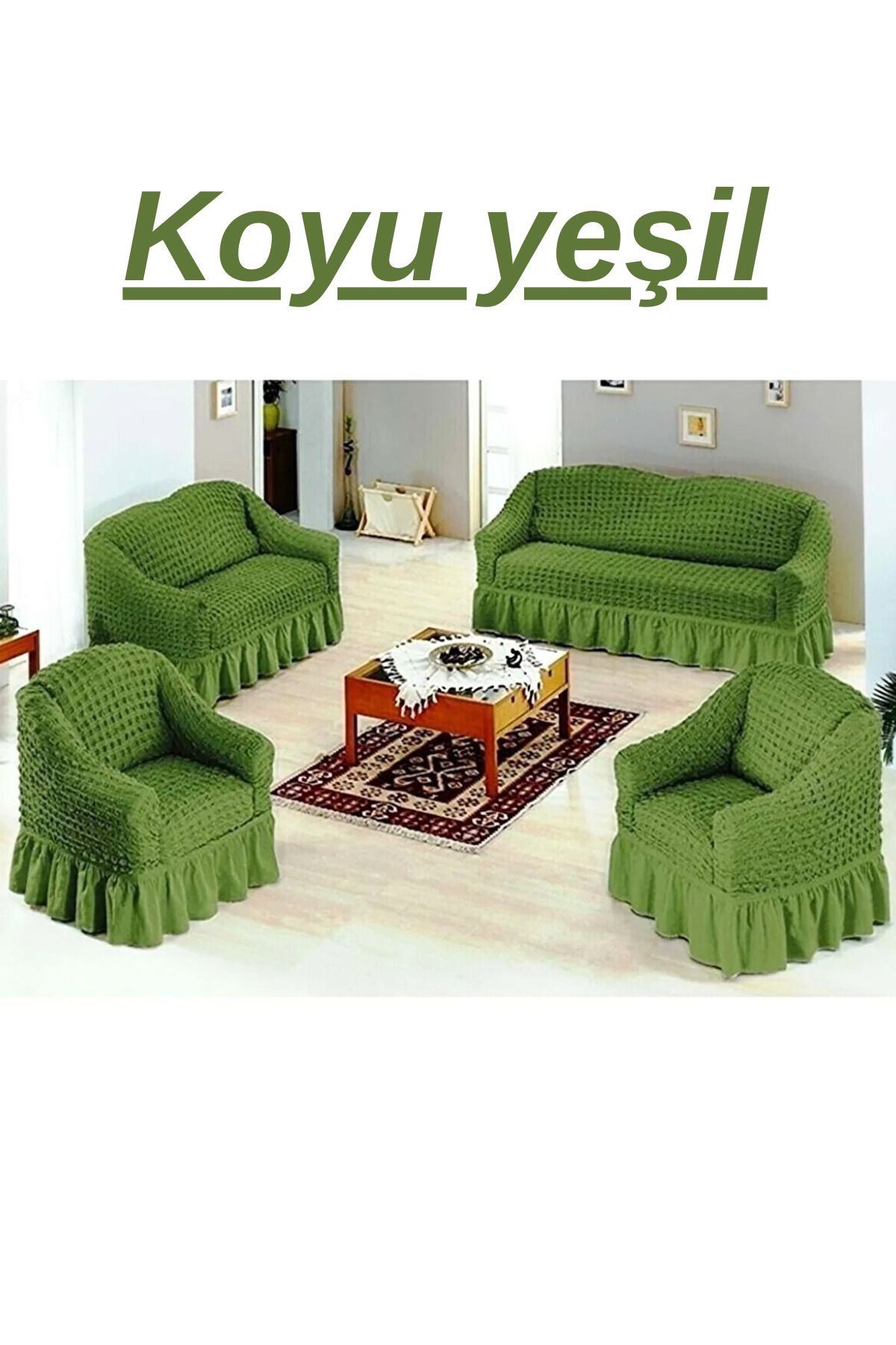 kanway Bürümcük 3+3+1+1 yıkanabilir koltuk örtüsü takım. Lastikli esnek koltuk kılıfı.