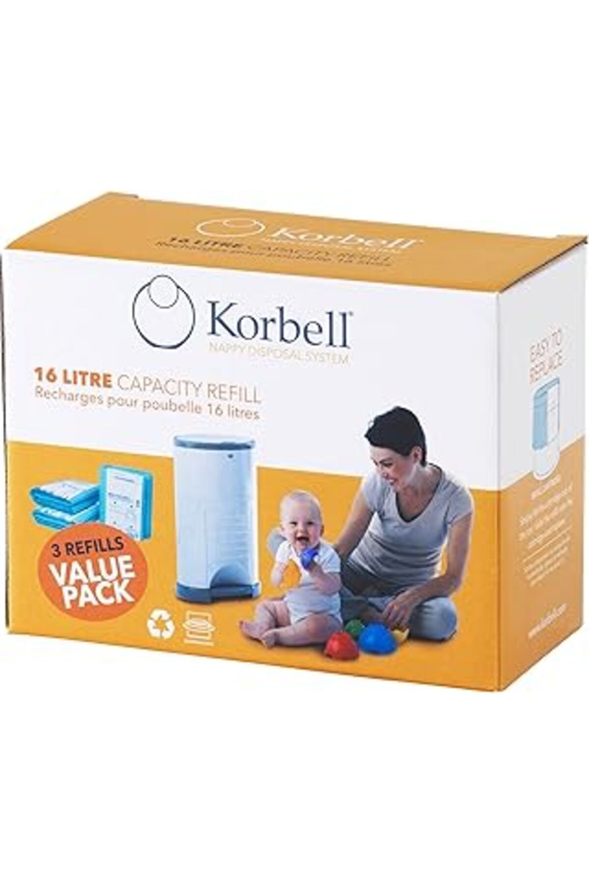 TBSProjects Korbell M250Dr3 3 X Ek Doldurma Paketleri Bebek Bezi Kutusu Için Çöp Poşeti