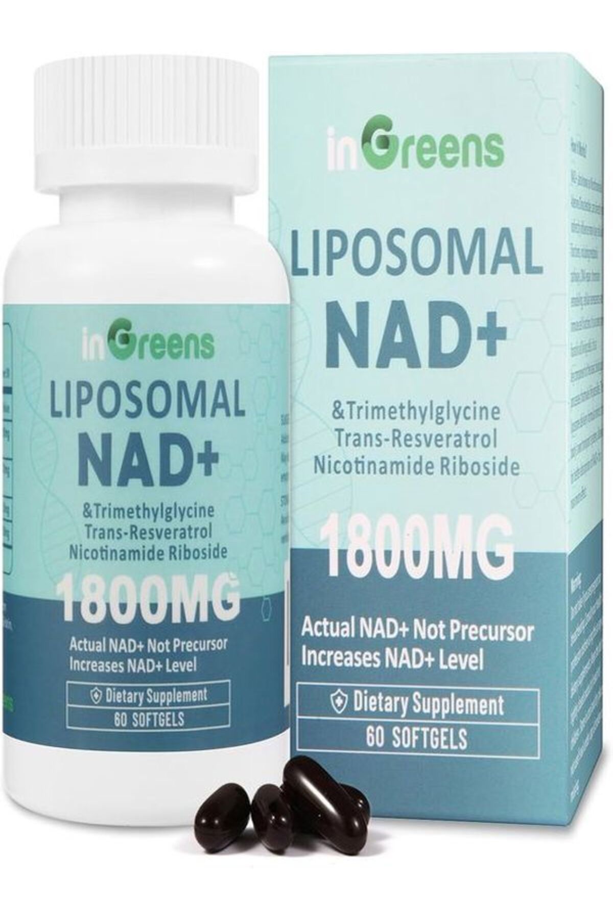 inGreens Liposomal NAD+TMG+RESVERATROL+NİCOTİNAMİDE Supplement 1800 mg 60 Softgel