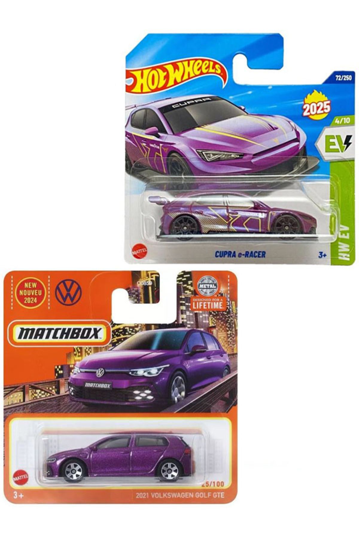 HOT WHEELS 2 Araç Set - Matchbox 2021 Volkswagen Golf GTE & Hot Wheels Cupra e-Racer (1/64)