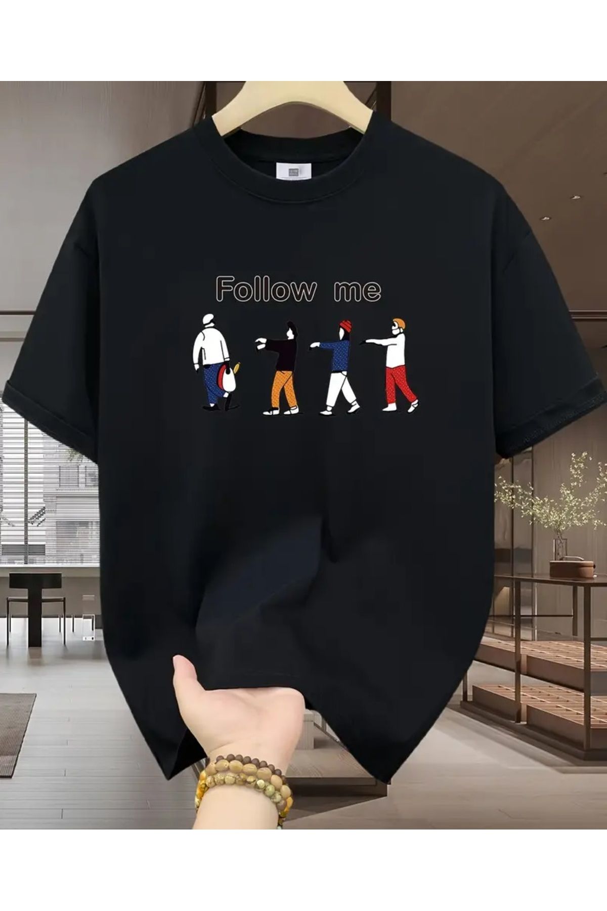 qubo sportswear & company qubo Unisex Oversize Baskılı Pamuklu Bisiklet Yaka Kısa Kollu SİYAH T-shirt
