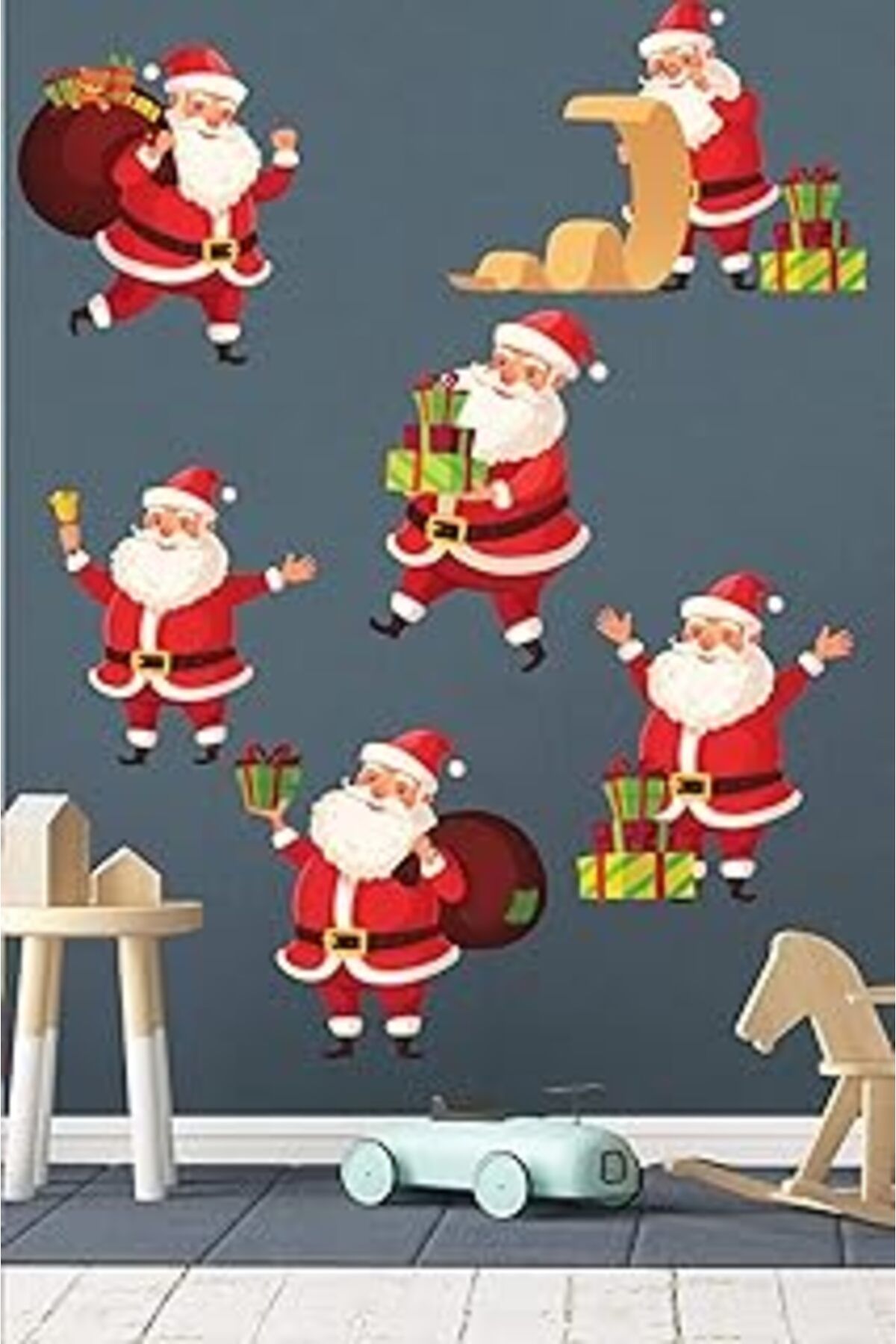 Mu Art Crevidi Noel Baba Ve Sevimli Yıl Başı Figürleri Çocuk Odası Stickeri 106
