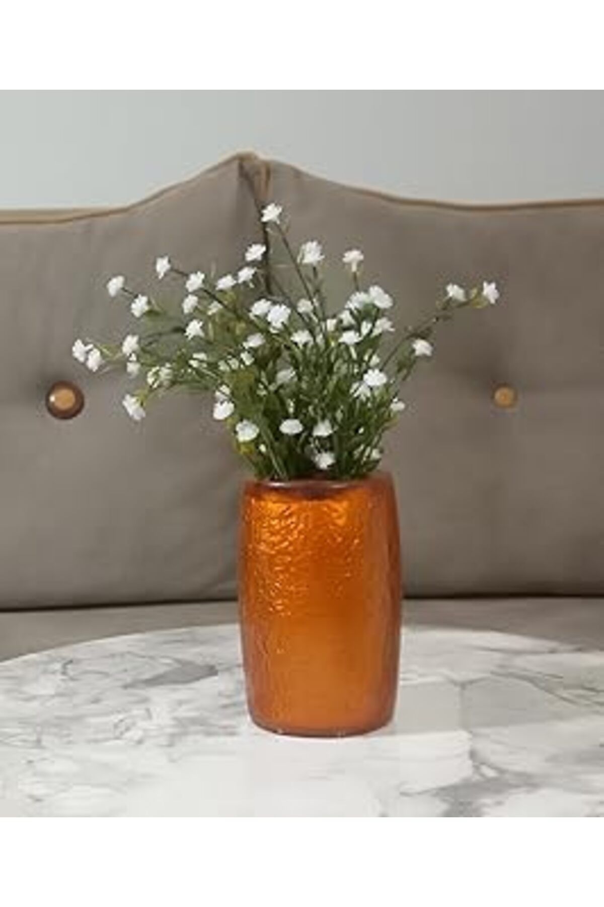 Roses Store Vazo Dahil,vazo Dahil,vazoda Çiçek,beyaz Yapay Çiçek,vazo Dekoratif Altin Renkli Poliresin