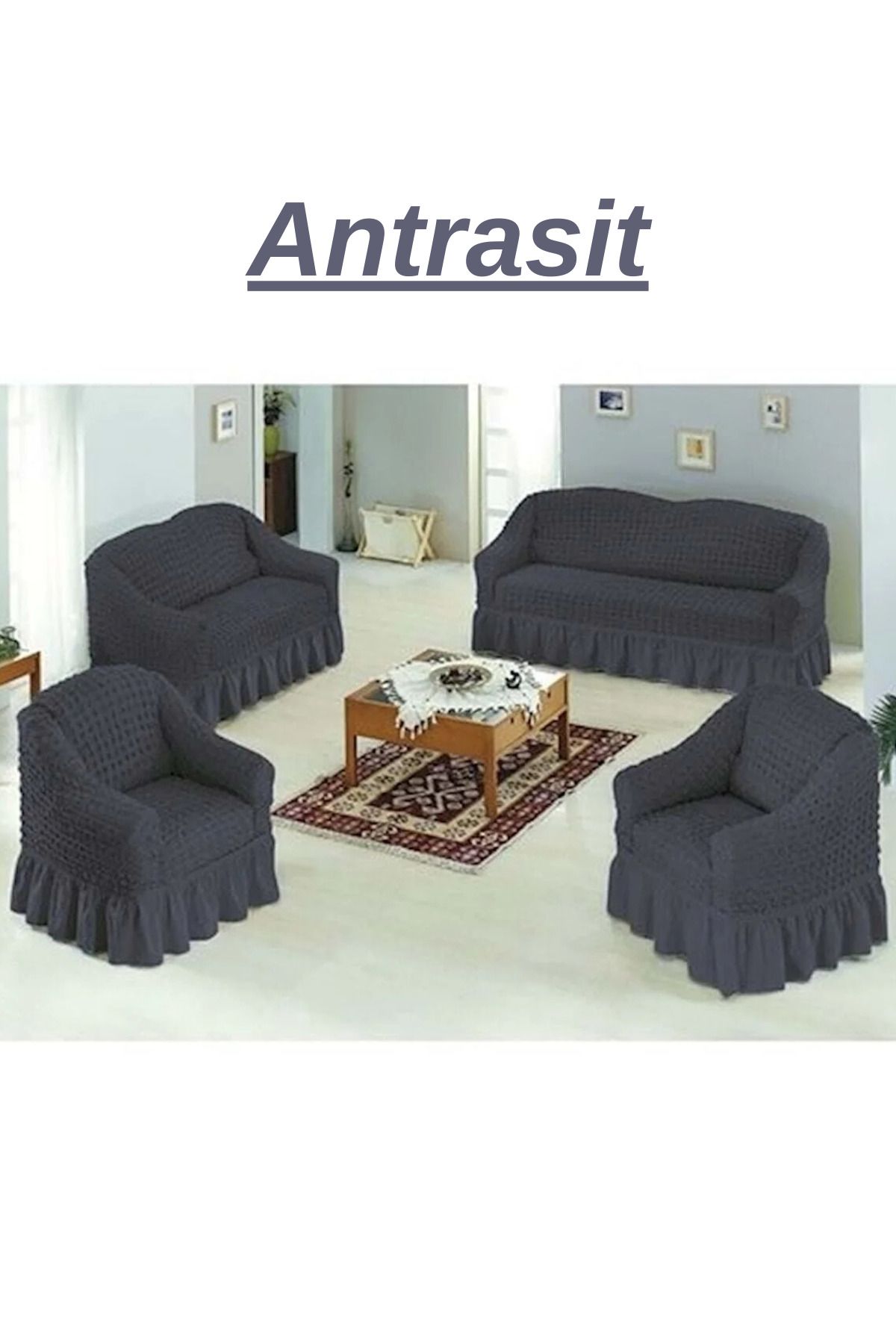 kanway Bürümcük 3+3+1+1 yıkanabilir koltuk örtüsü takım. Lastikli esnek koltuk kılıfı.