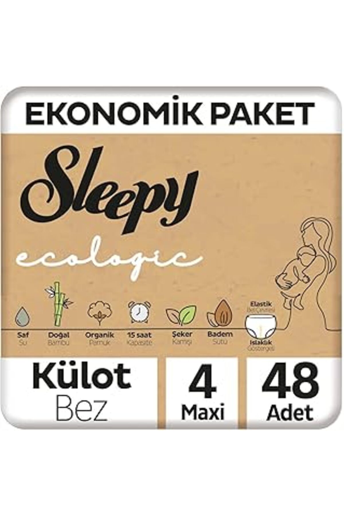 NZM TİCARET Sleepy Ecologic Ekonomik Paket Külot Bez 4 Numara Maxi 48 Adet