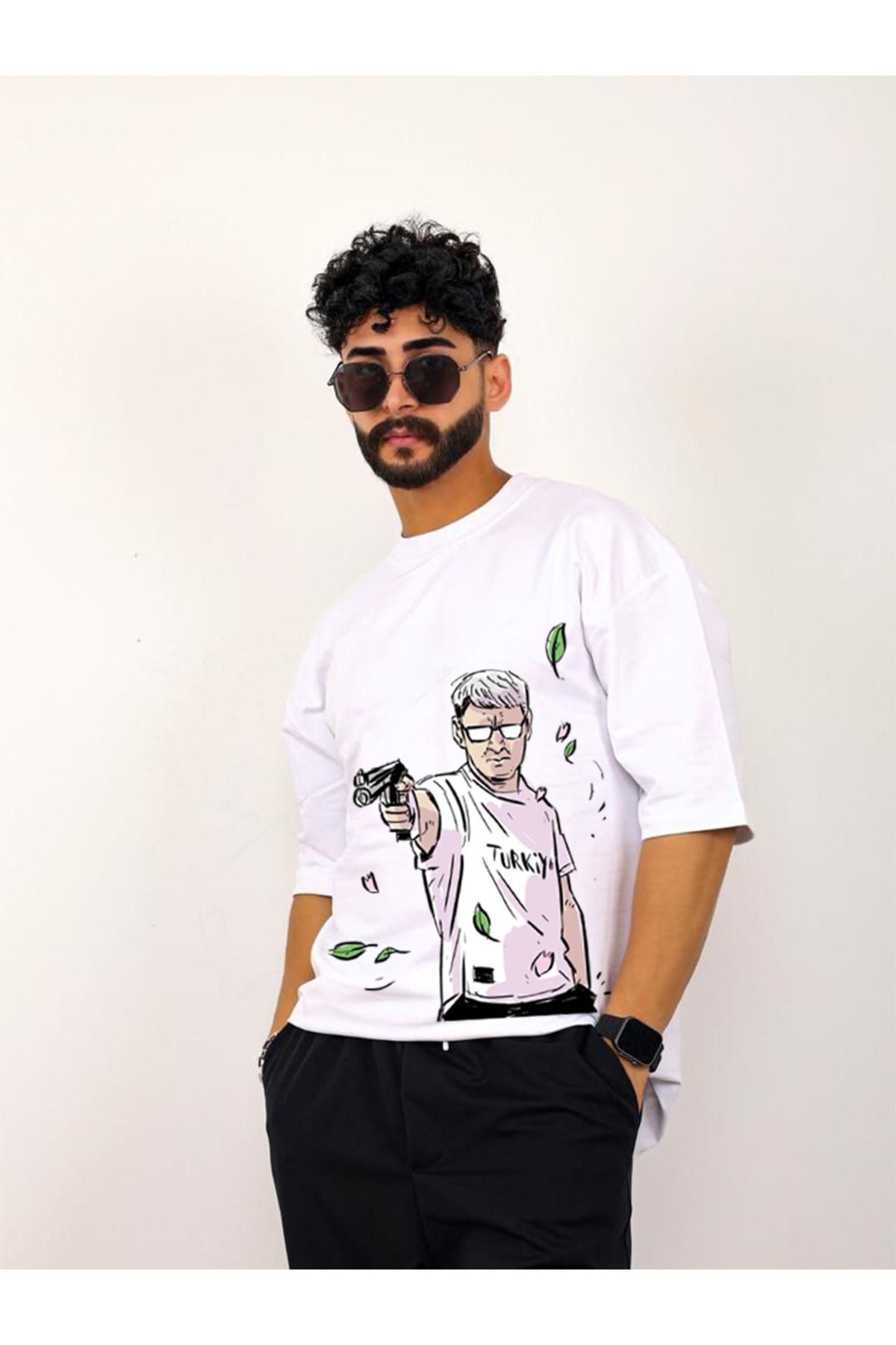 ELNOYA Erkek Oversize Tişört - "Find Balance" Baskılı Siyah T-Shirt - Yüzeyli Tasarım ve Rahat Kesim