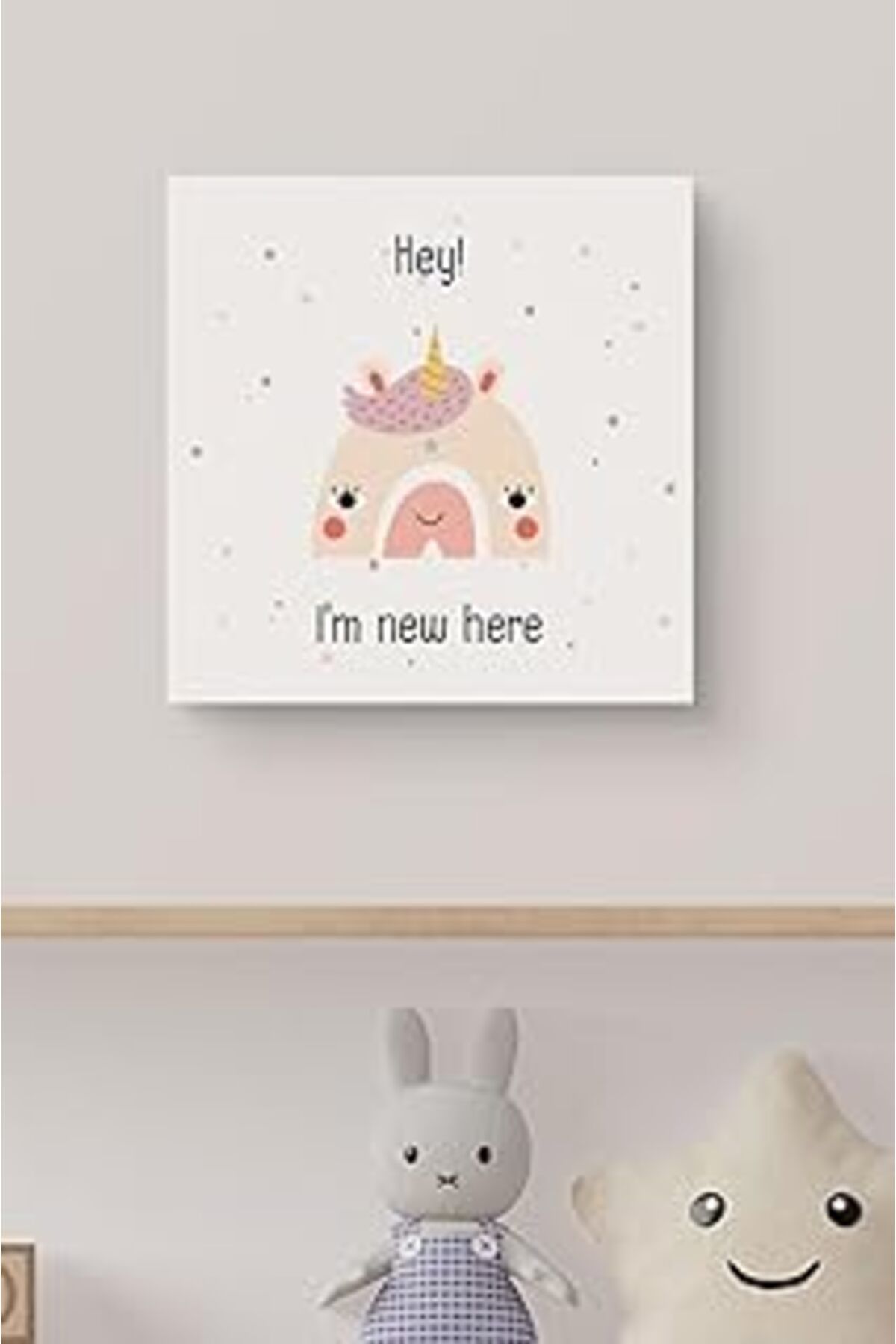 DENİZBİLİŞİM Hediyesepeti Bebek Odası Için Minimal Unicorn Tasarımlı Kanvas 25 X 25 Cm