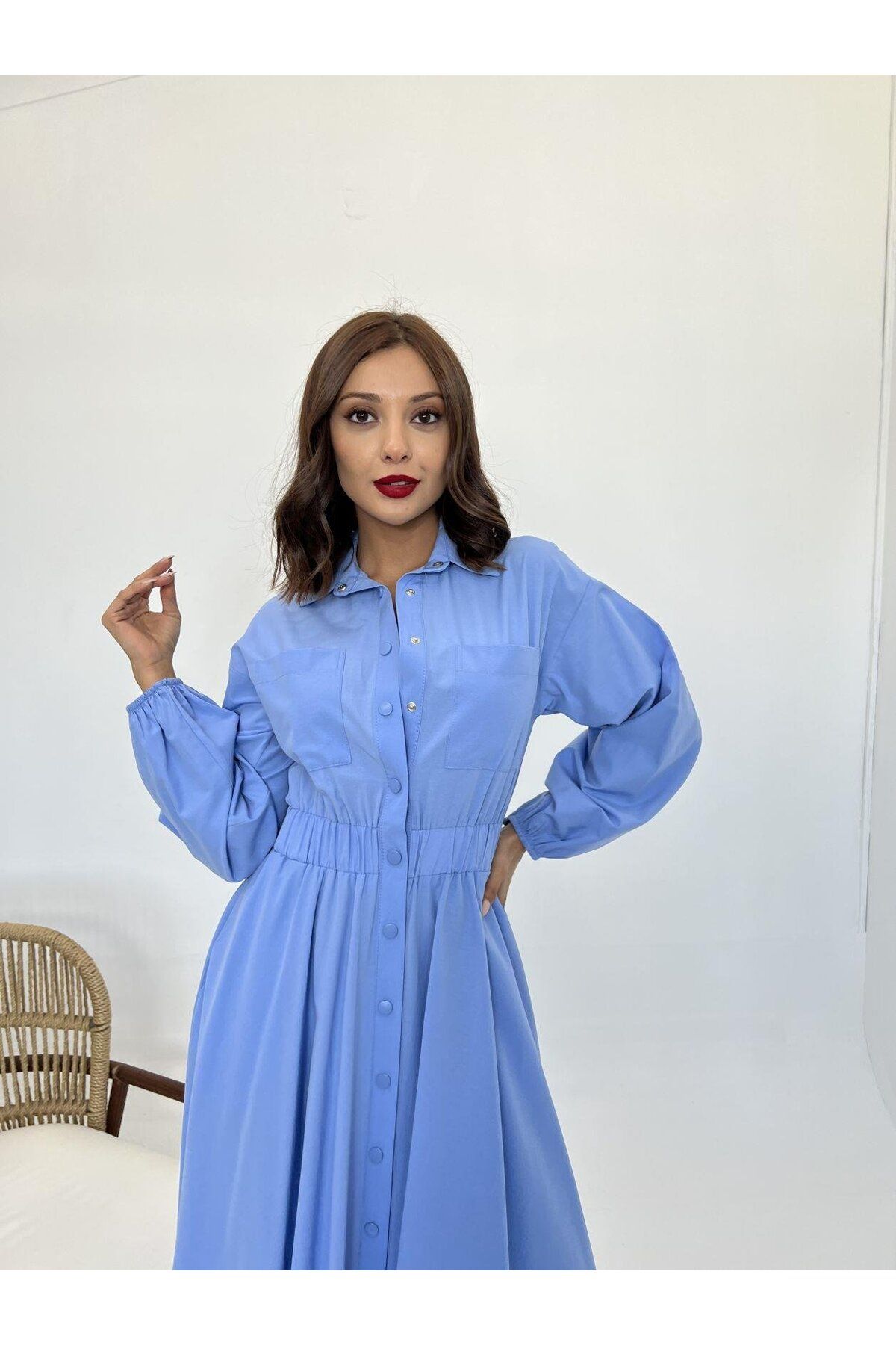 MRA Fashion 5903 ELBİSE-KOYU MAVİ