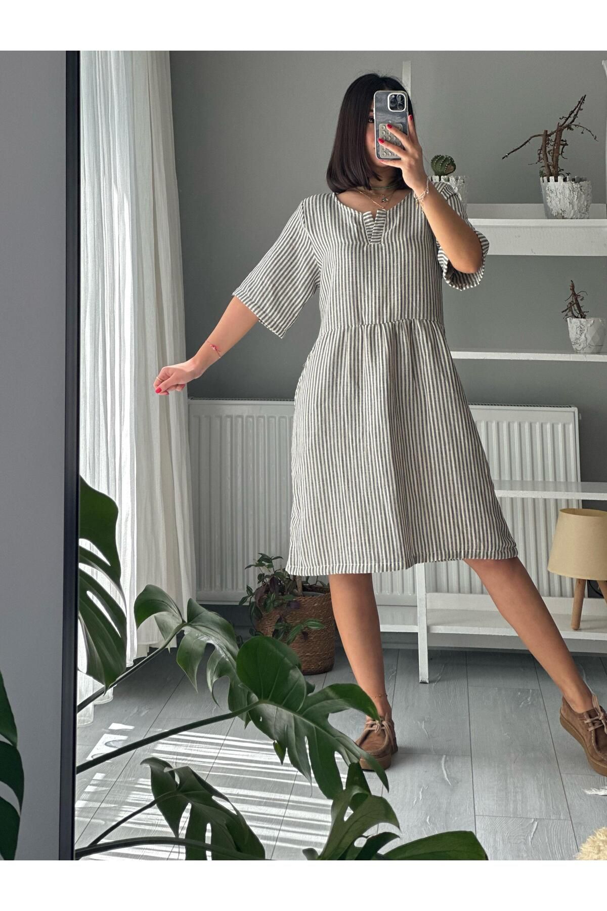 Sultana Collection BEL BÜZGÜLÜ YAN CEP DETAYLI ELBİSE