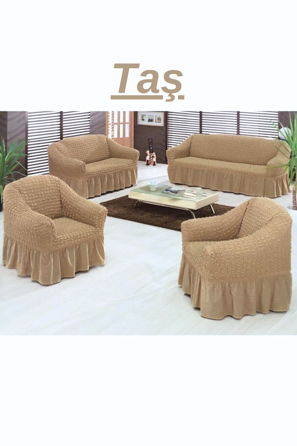 kanway Bürümcük 3+3+1+1 yıkanabilir koltuk örtüsü takım. Lastikli esnek koltuk kılıfı.