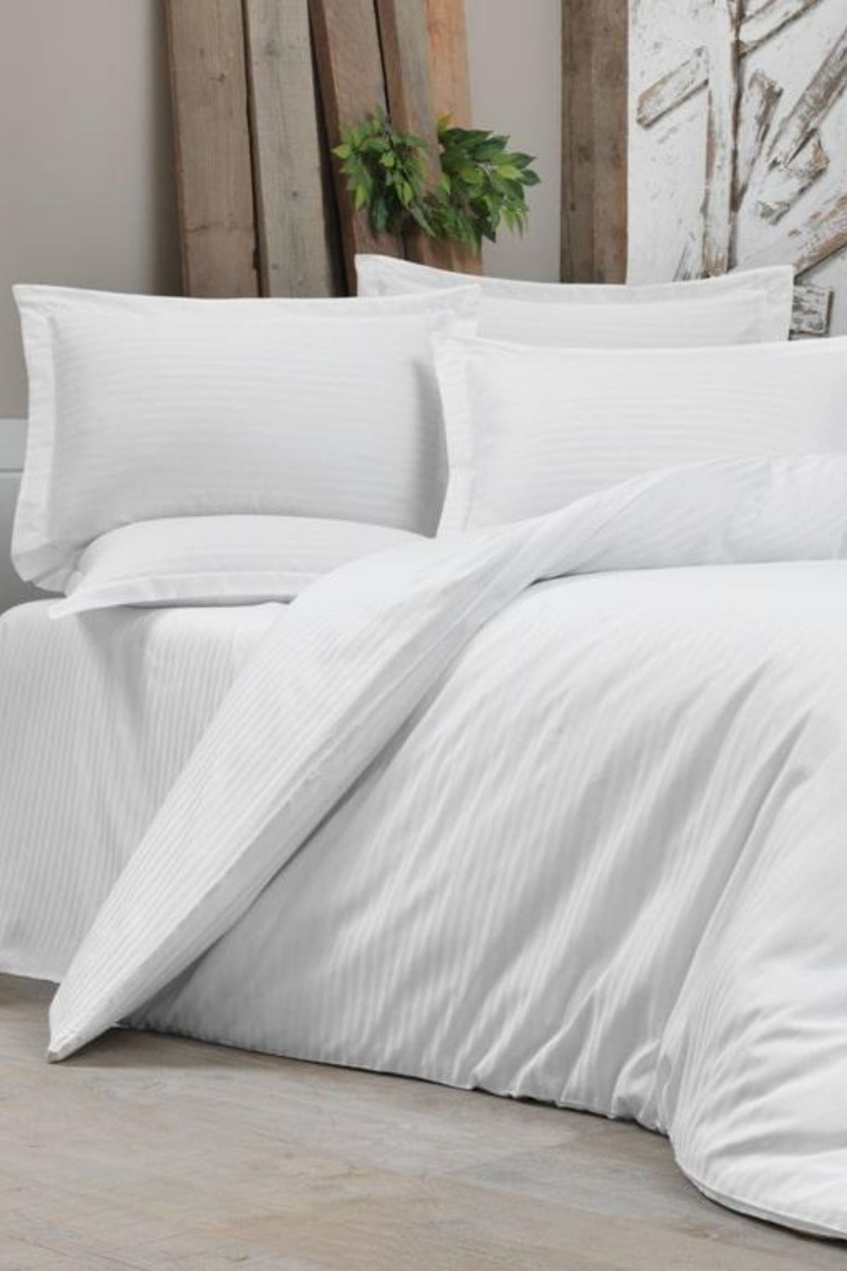 Alena Home Style Çizgili Pamuk Saten Çift Kişilik Nevresim Takımı, Çizgili Otel Nevresim Takımı