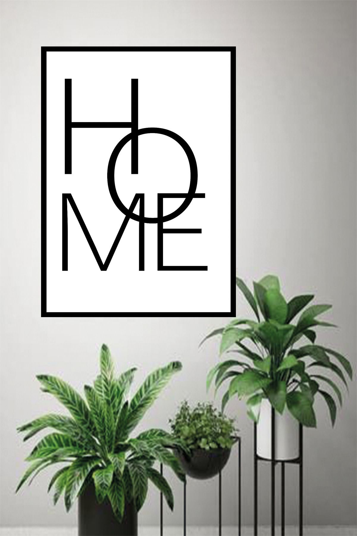 dekor artı Home Yazılı Siyah Çerçeve Görünümlü MDF Tablo
