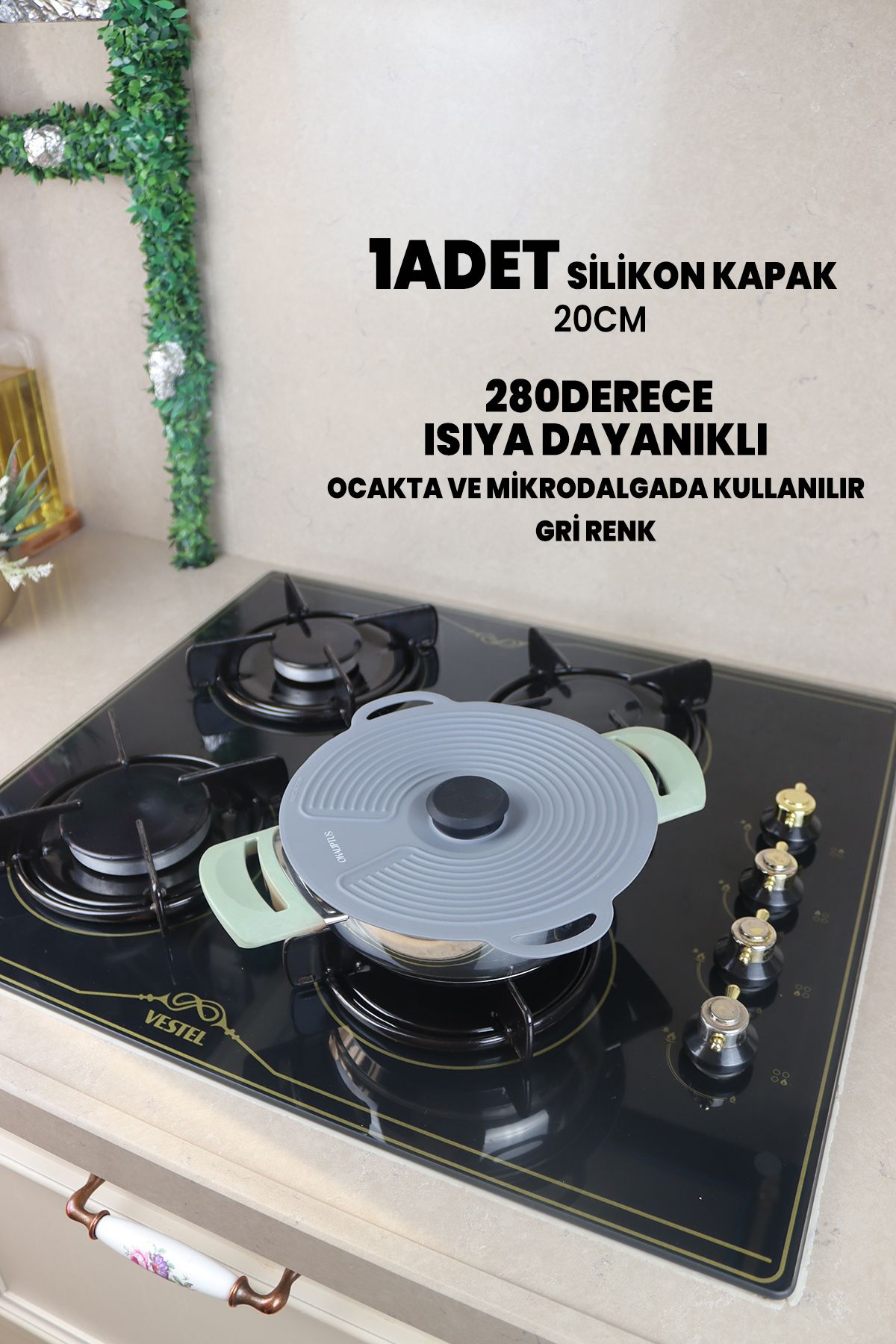 Destpak 20 CM Silikon Tencere Tava Kapağı - Güçlü Vakum - Hızlı Pişirme - Ocak, Mikrodalga Buzdolabı