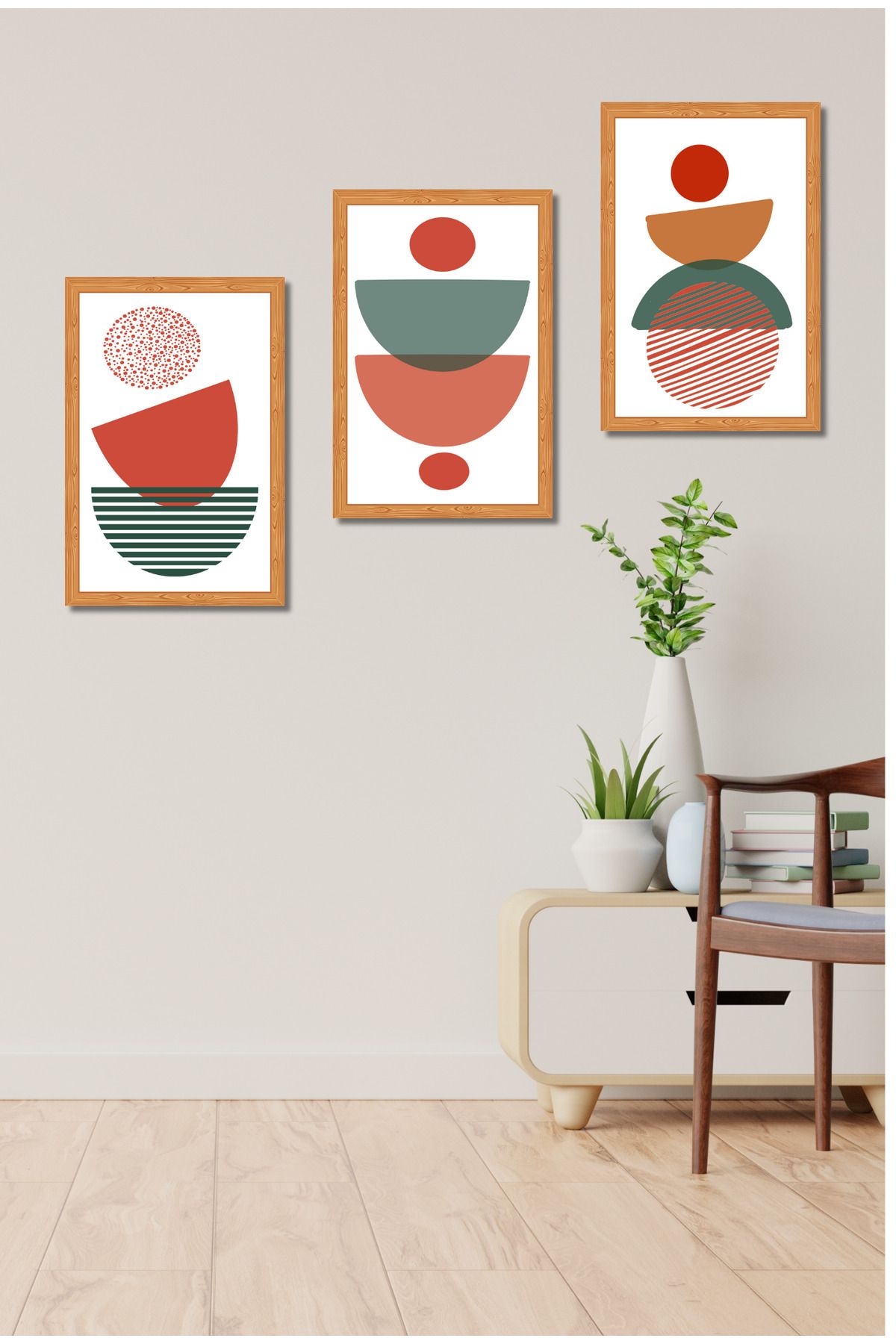 dekor artı Çerçeve Görünümlü Minimalist 3 Adet Tablo Seti