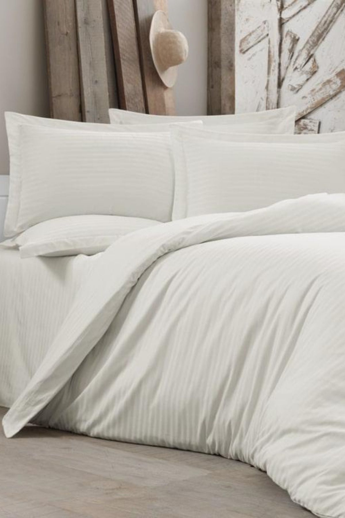 Alena Home Style Çizgili Pamuk Saten Çift Kişilik Nevresim Takımı, Çizgili Otel Nevresim Takımı