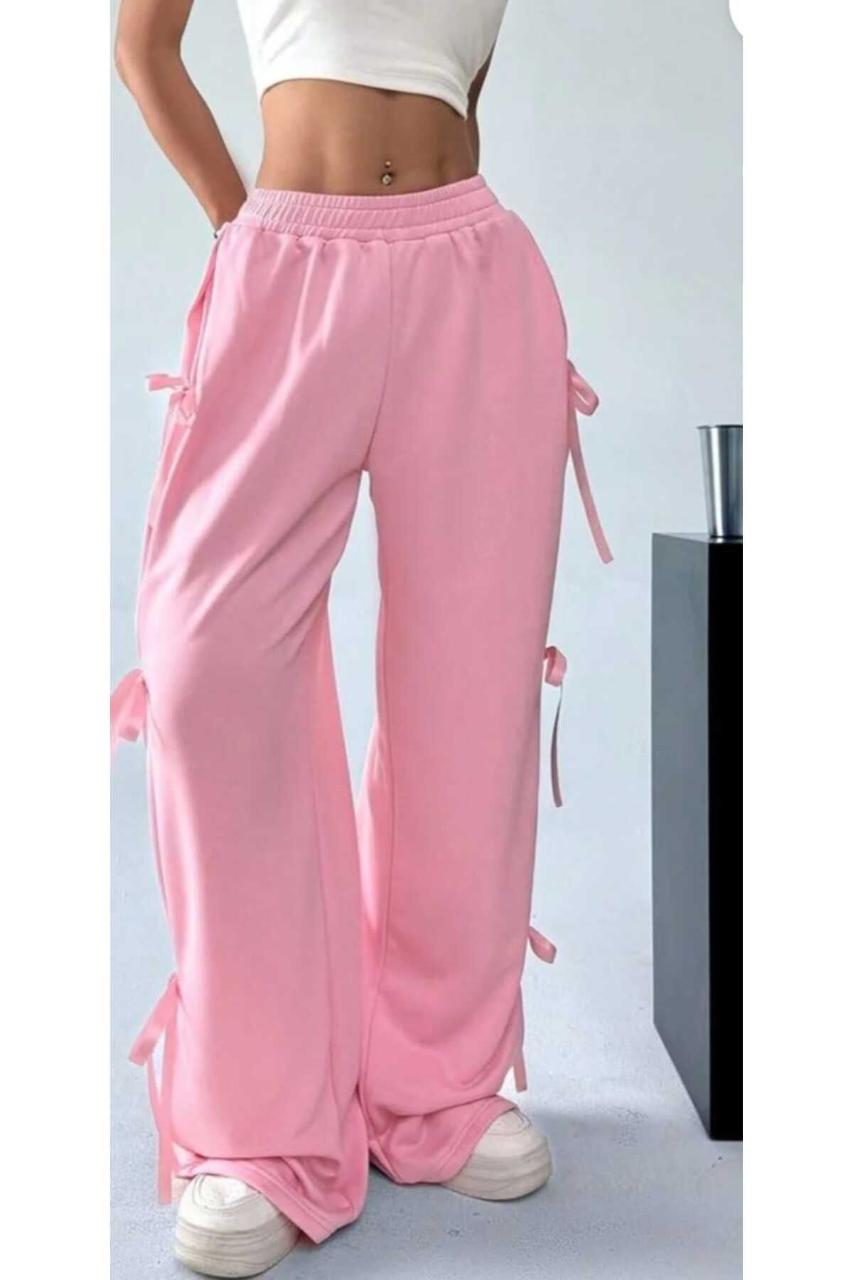 DENİKK Yudoowear, Y2k kurdela detay örme pembe eşoftman altı