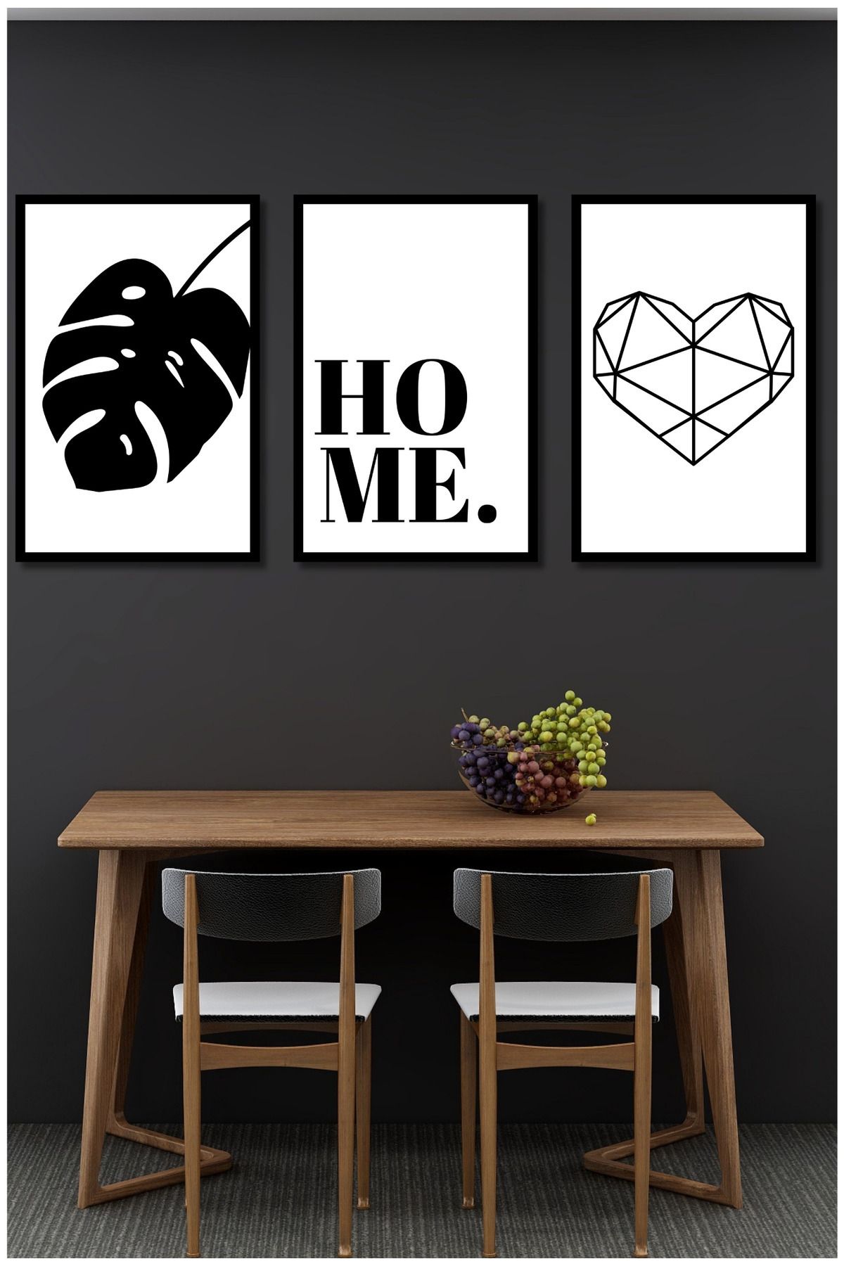 dekor artı Home Temalı Tablo Seti Çerçeve Görünümlü 3 Parça