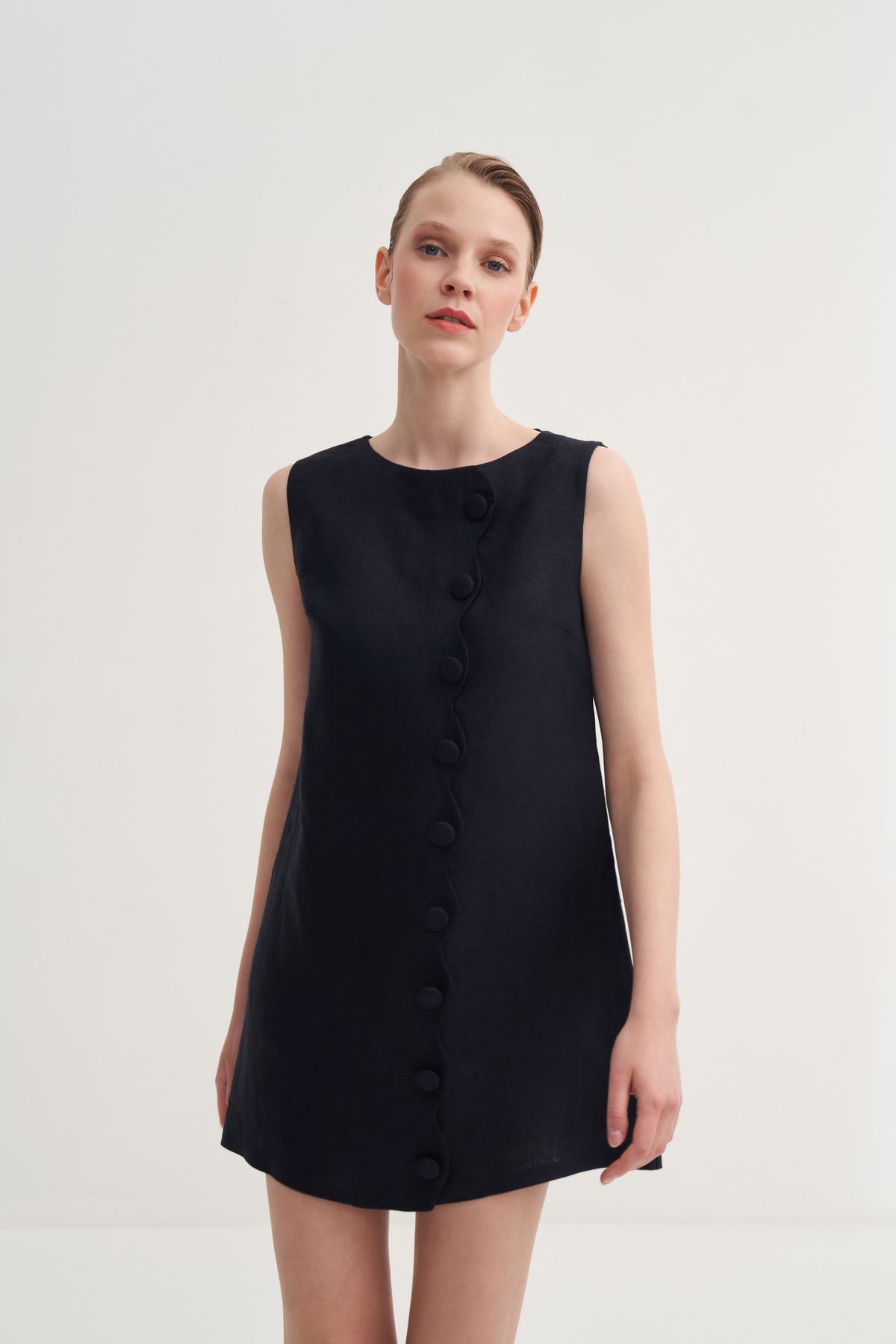 Jorbinol-Asymmetrical Buttoned Dress 2