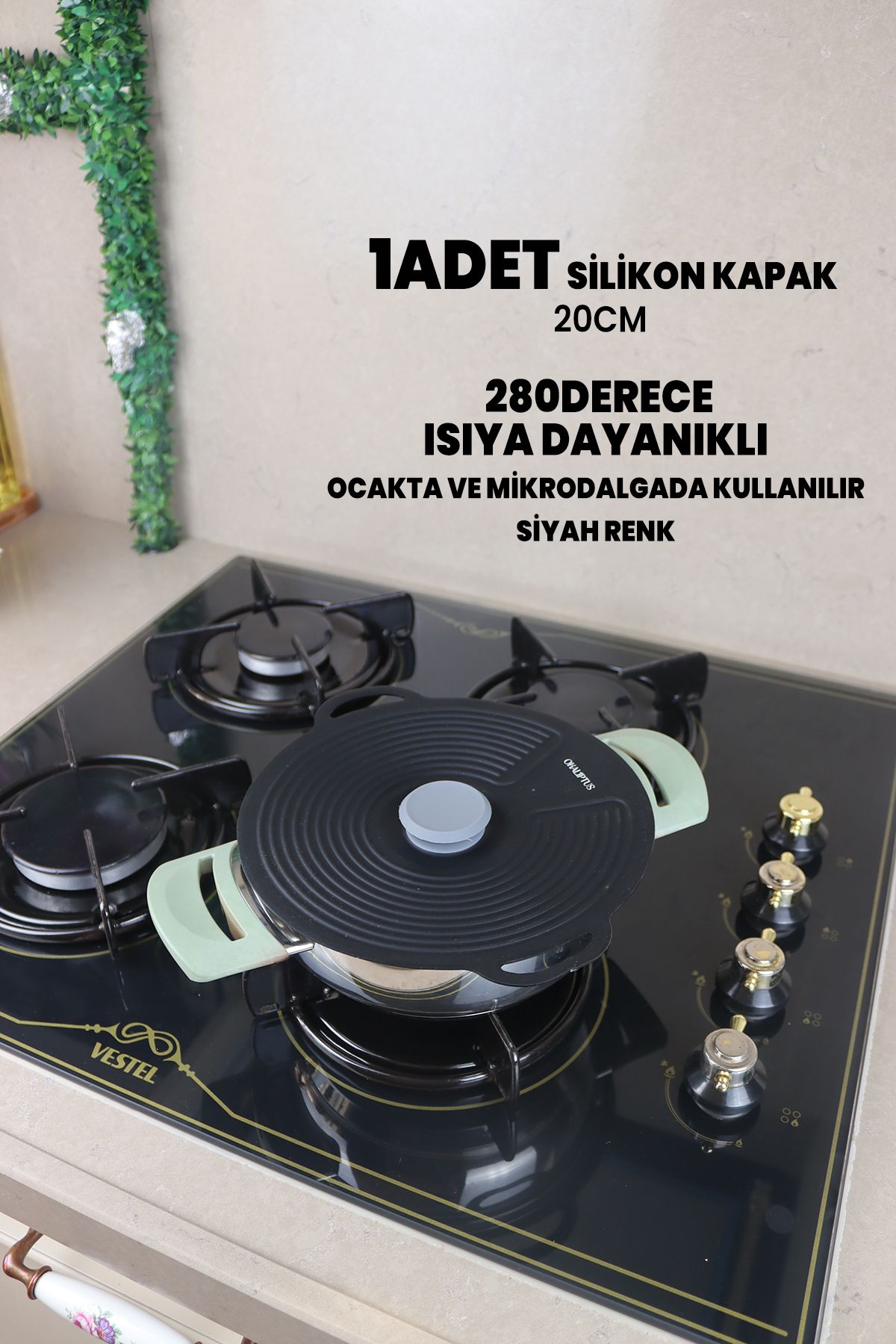 Destpak 20 CM Silikon Tencere Tava Kapağı - Güçlü Vakum - Hızlı Pişirme - Ocak, Mikrodalga Buzdolabı