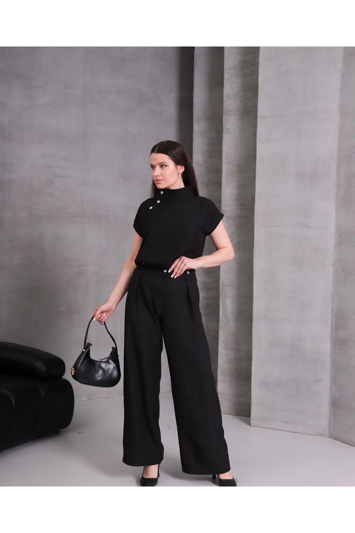 The Moda Keten Karışımlı Bluz Pantolon Alt Üst Takım