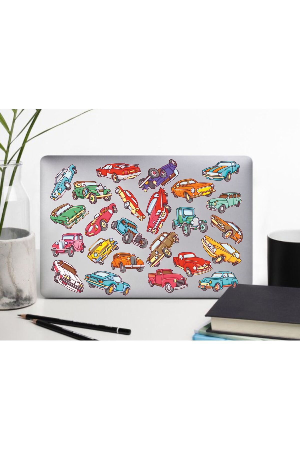 hediyenebak Nostaljik Arabalar Sticker Seti | Laptop Ajanda PC Tablet Telefon Defter Etiket Bullet Journal