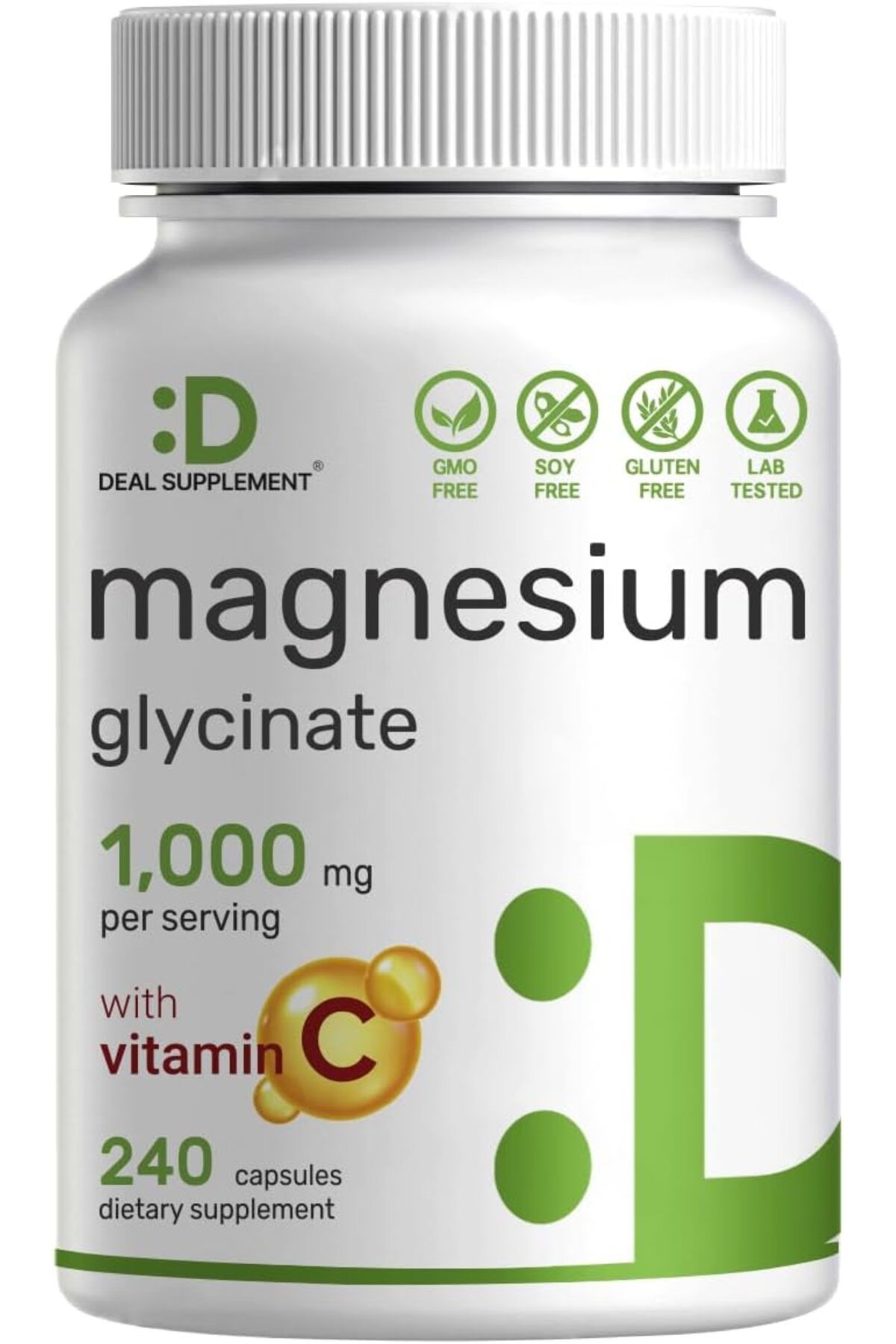 DEAL SUPPLEMENT Magnesium(Magnezyum) Glycinate 1,000mg Plus Vitamin C, 240 Capsules