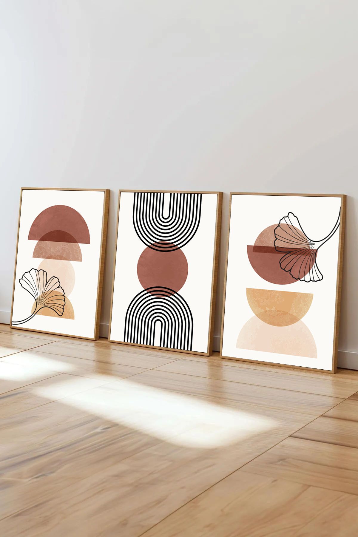 Dekorsiahome 3 Parça Ahşap Çerçeveli Oturma Odası Salon Mutfak Tablo Seti SET3034