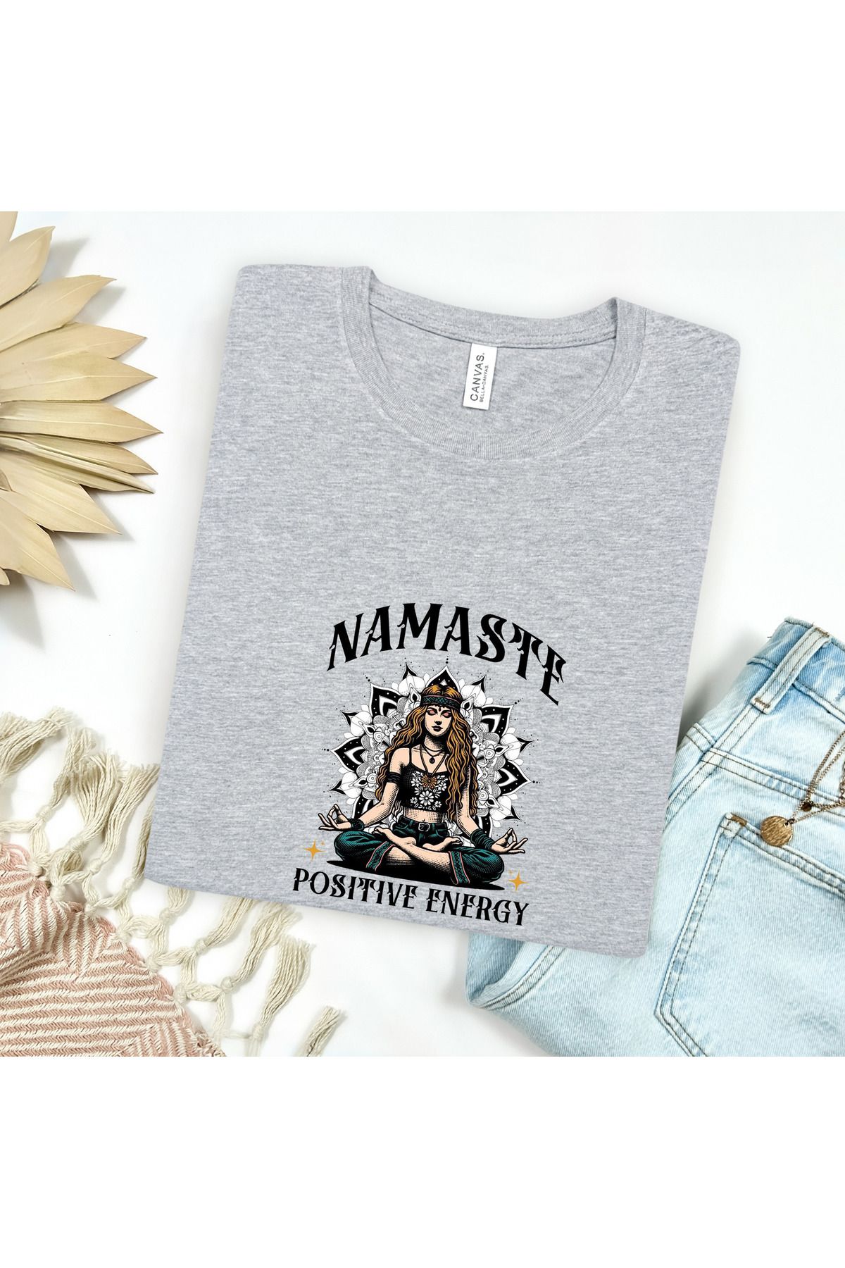 GHAND Namaste Reiki asmr terapy BASKILI trend Unısex Normal Kalıp T-Shirt