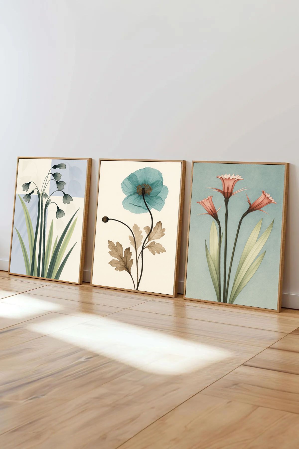 Dekorsiahome 3 Parça Ahşap Çerçeveli Oturma Odası Salon Mutfak Tablo Seti SET3010