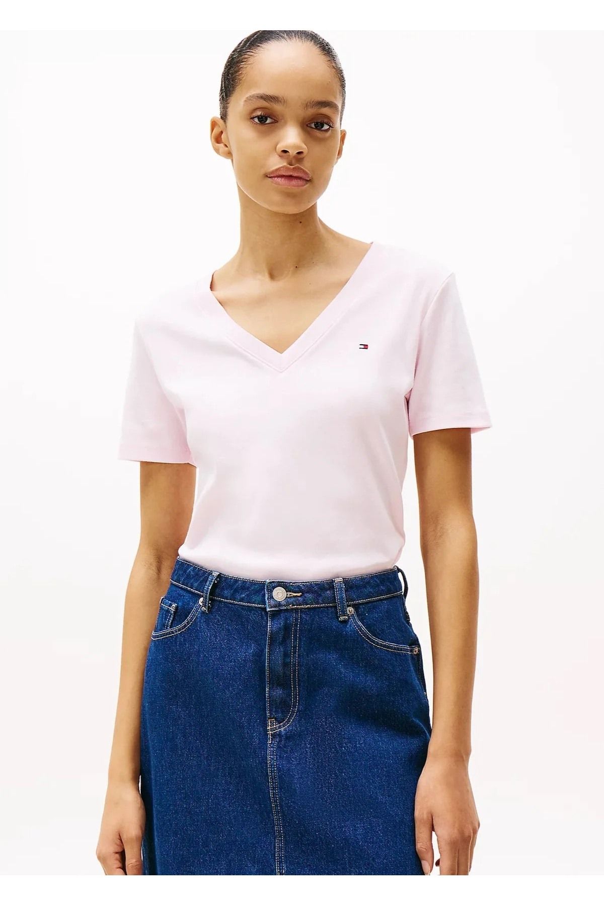 Tommy Hilfiger Sport ""Tommy Hilfiger Kadın V Yaka T-Shirt