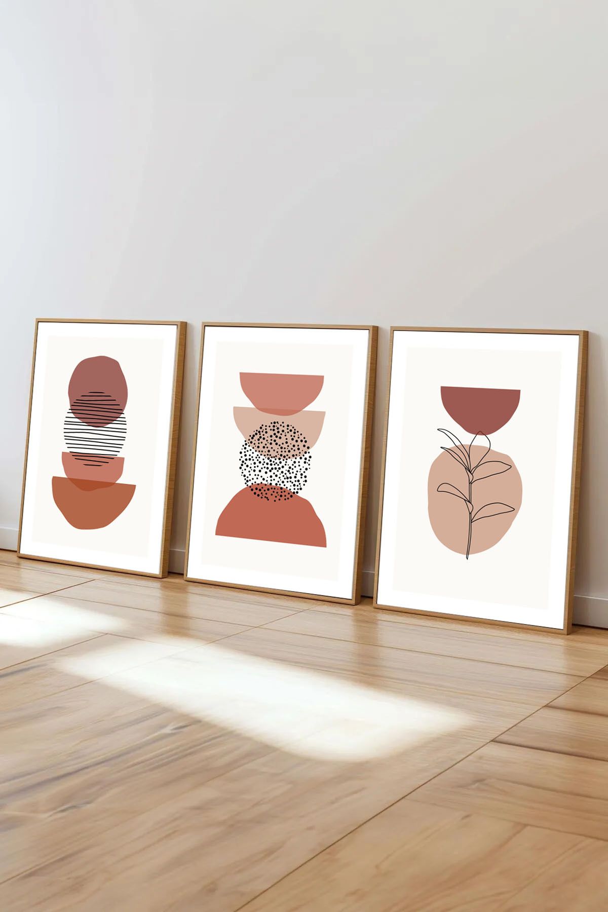 Dekorsiahome 3 Parça Ahşap Çerçeveli Oturma Odası Salon Mutfak Tablo Seti SET3026
