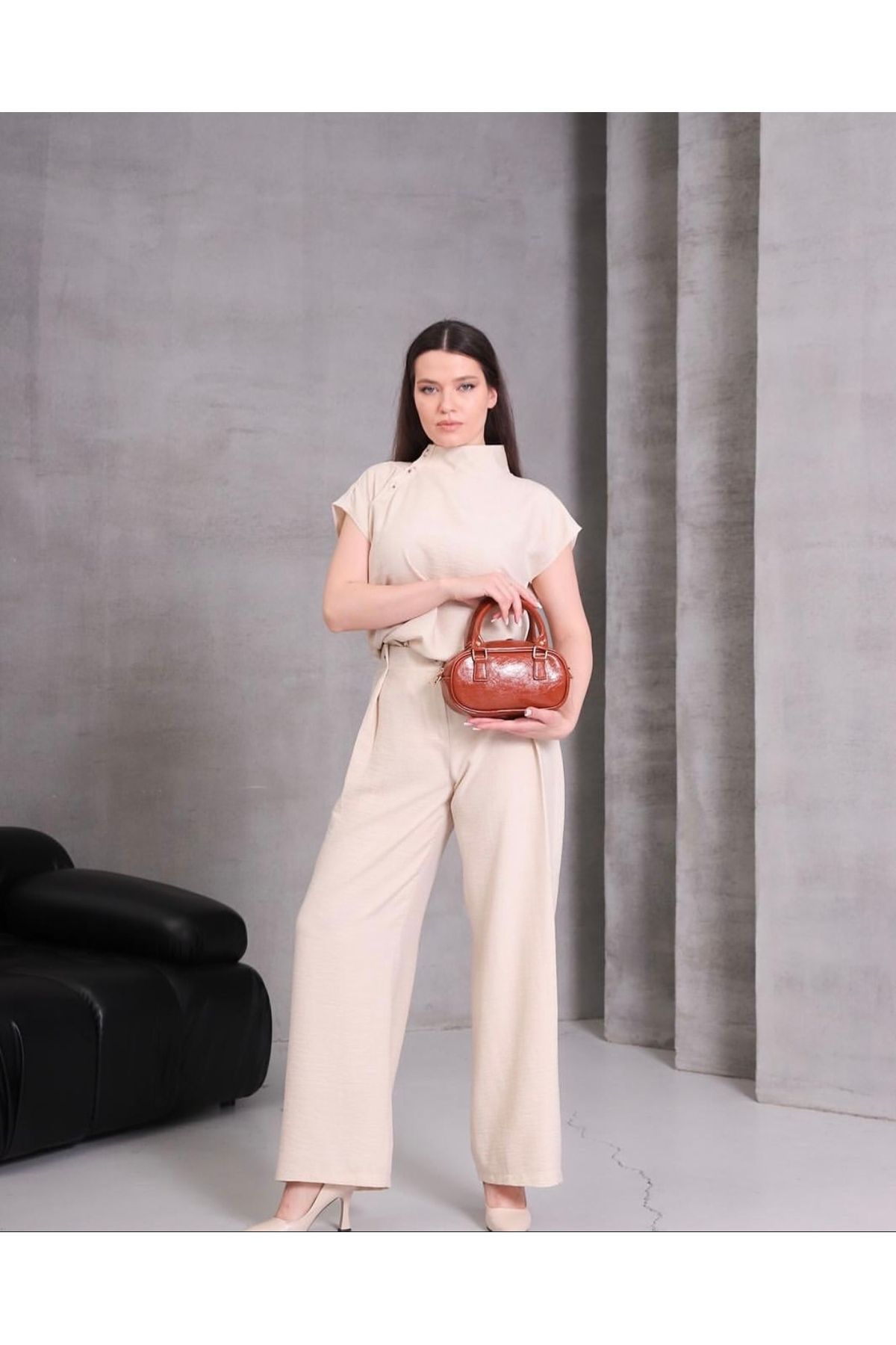 The Moda Keten Karışımlı Bluz Pantolon Alt Üst Takım