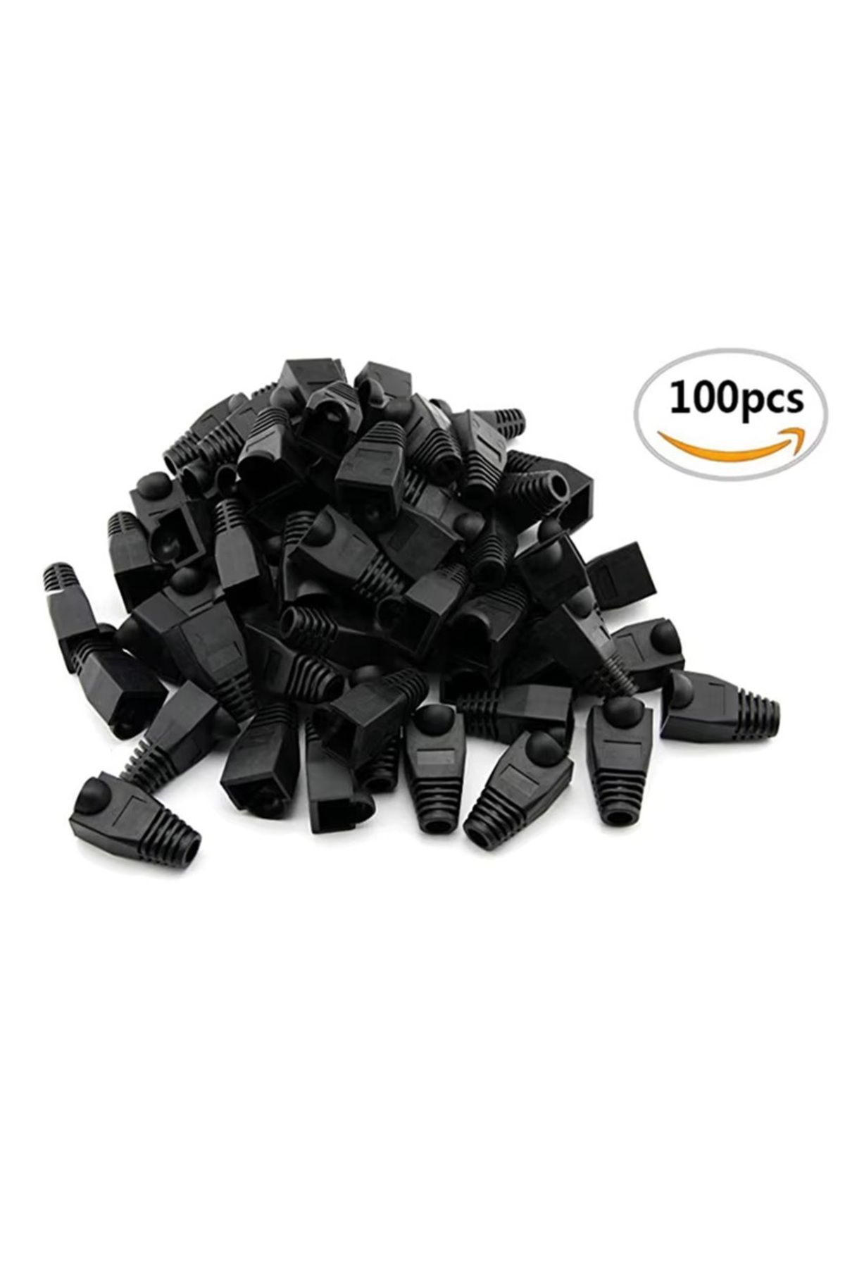 Derwell 100'lü Paket Rj45 Cat6 Cat5e Ethernet Ağ Kablosu Boot Koruma Cover Kılıfı Kablo Konektörü Siyah
