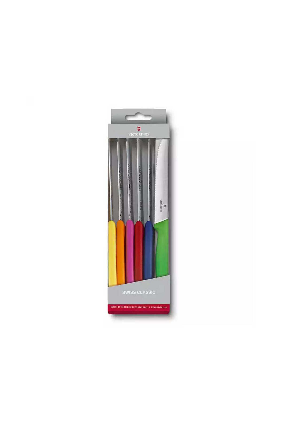 Victorinox 6.7839.6G 11cm Renkli Domates ve Sofra Bıçağı, 6 Parça
