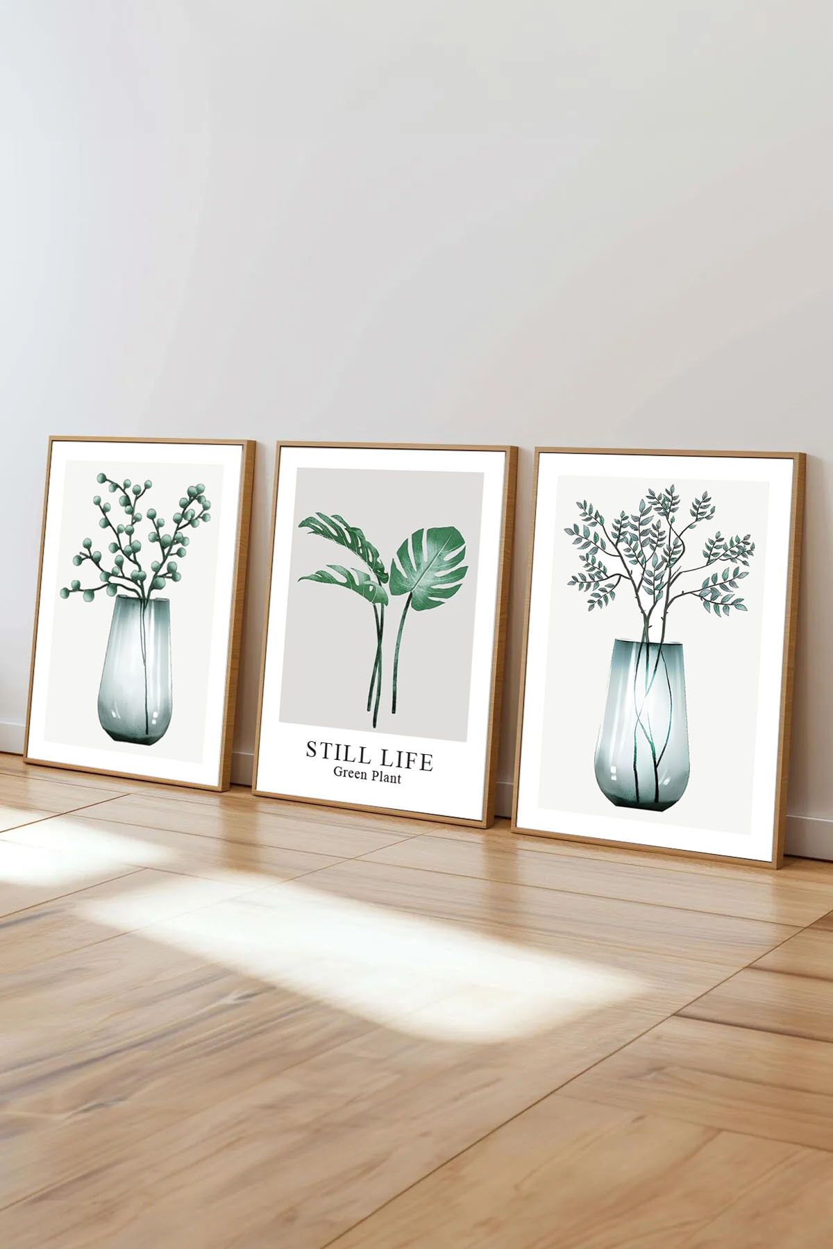 Dekorsiahome 3 Parça Ahşap Çerçeveli Oturma Odası Salon Mutfak Tablo Seti SET3027