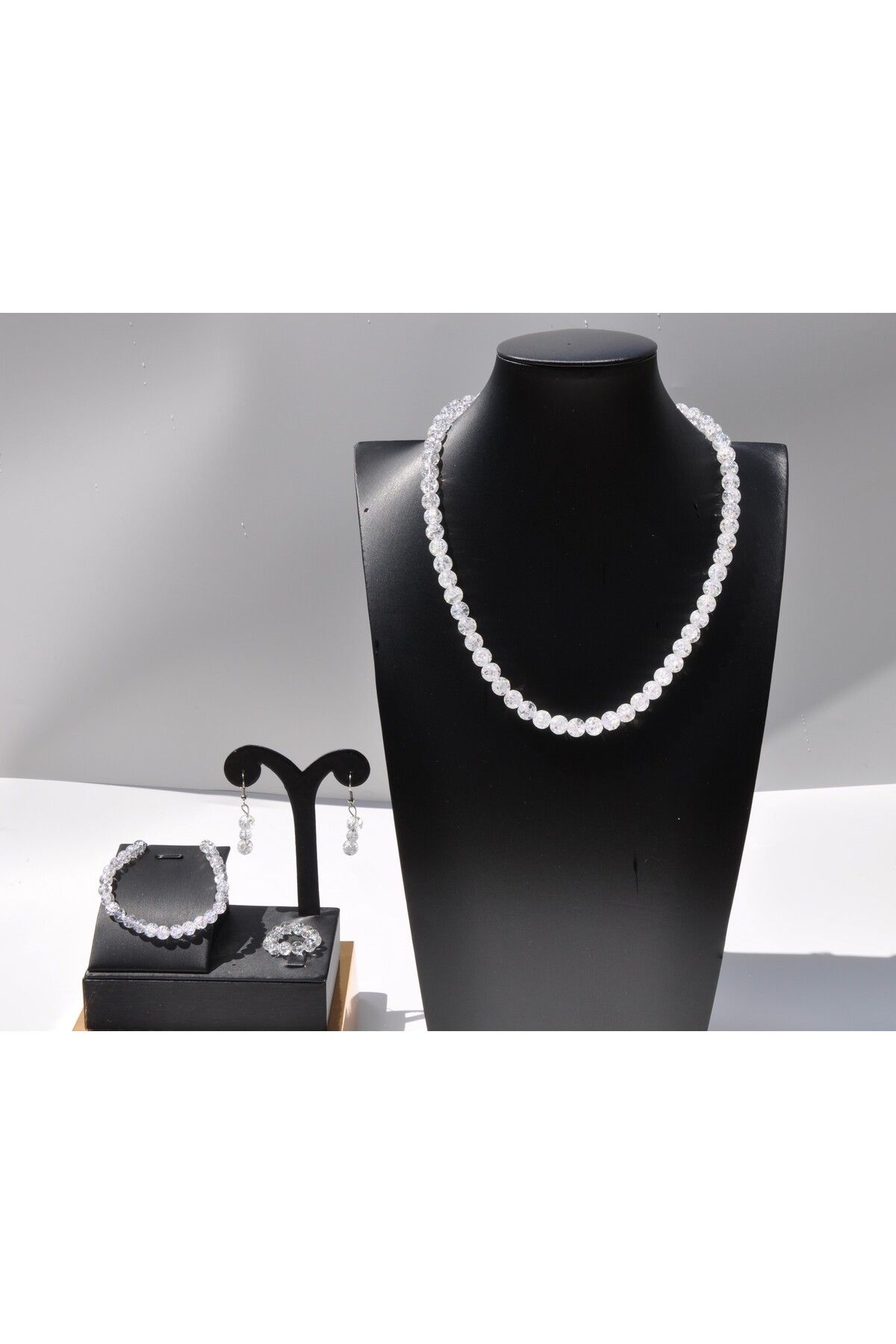 Nilfu Atelier NECEF TAŞI DOĞAL TAŞ KOLYE BİLEKLİK KÜPE YÜZÜK SETİ