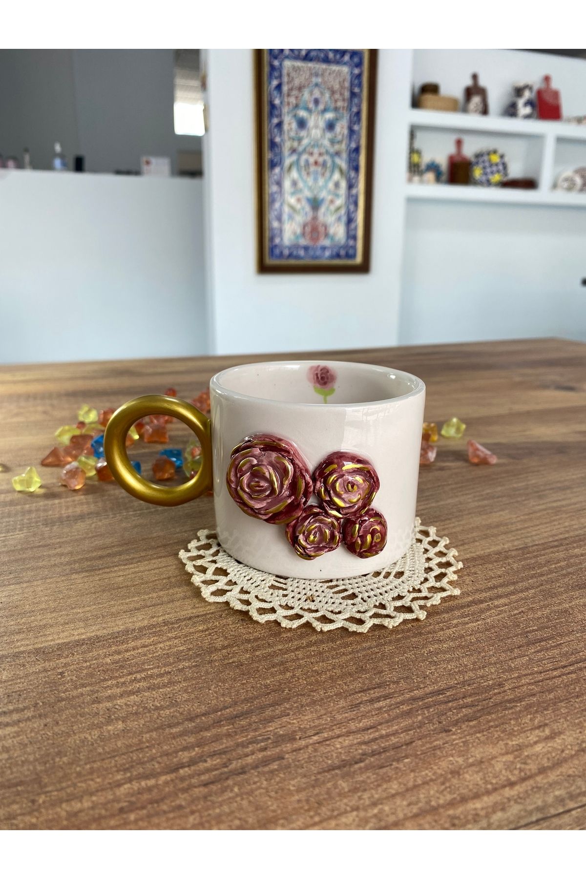 FABU Seramik güllü mug kupa