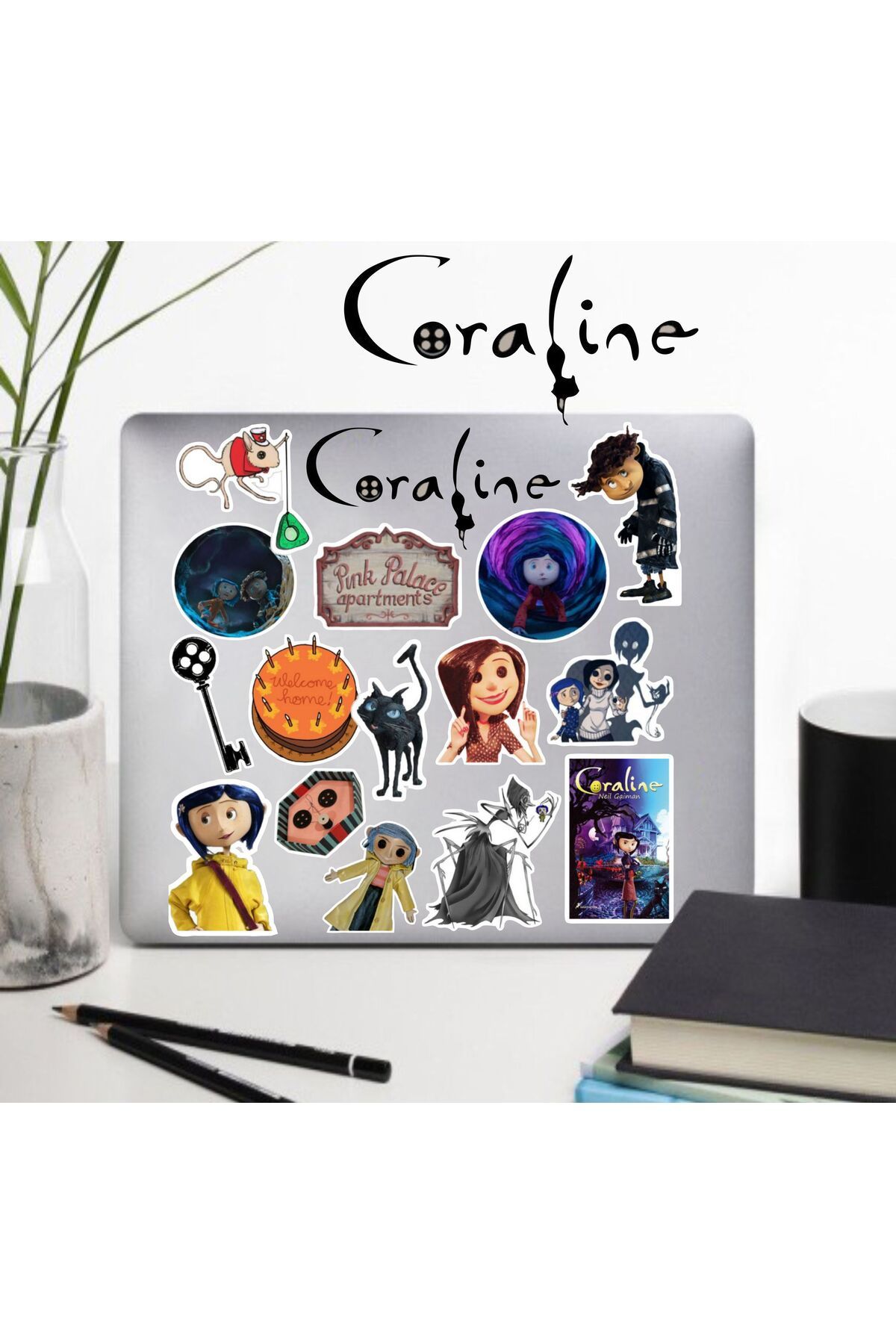 hediyenebak Coraline Sticker Seti | Laptop Ajanda PC Tablet Telefon Defter Etiket Bullet Journal