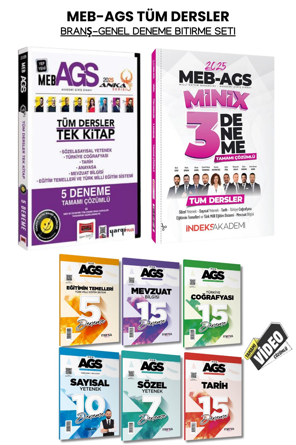 İndeks Akademi MEB AGS Yargı Anka Serisi 5 Deneme ve İndeks Minix 3 Denemeleri + Branş Kitapçık Denemeler