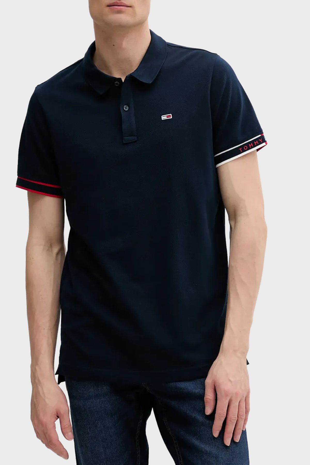 Tommy Jeans % 100 Pamuk Regular Fit Düğmeli Polo Yaka T Shirt Erkek POLO YAKA T SHİRT DM0DM21306 C1G