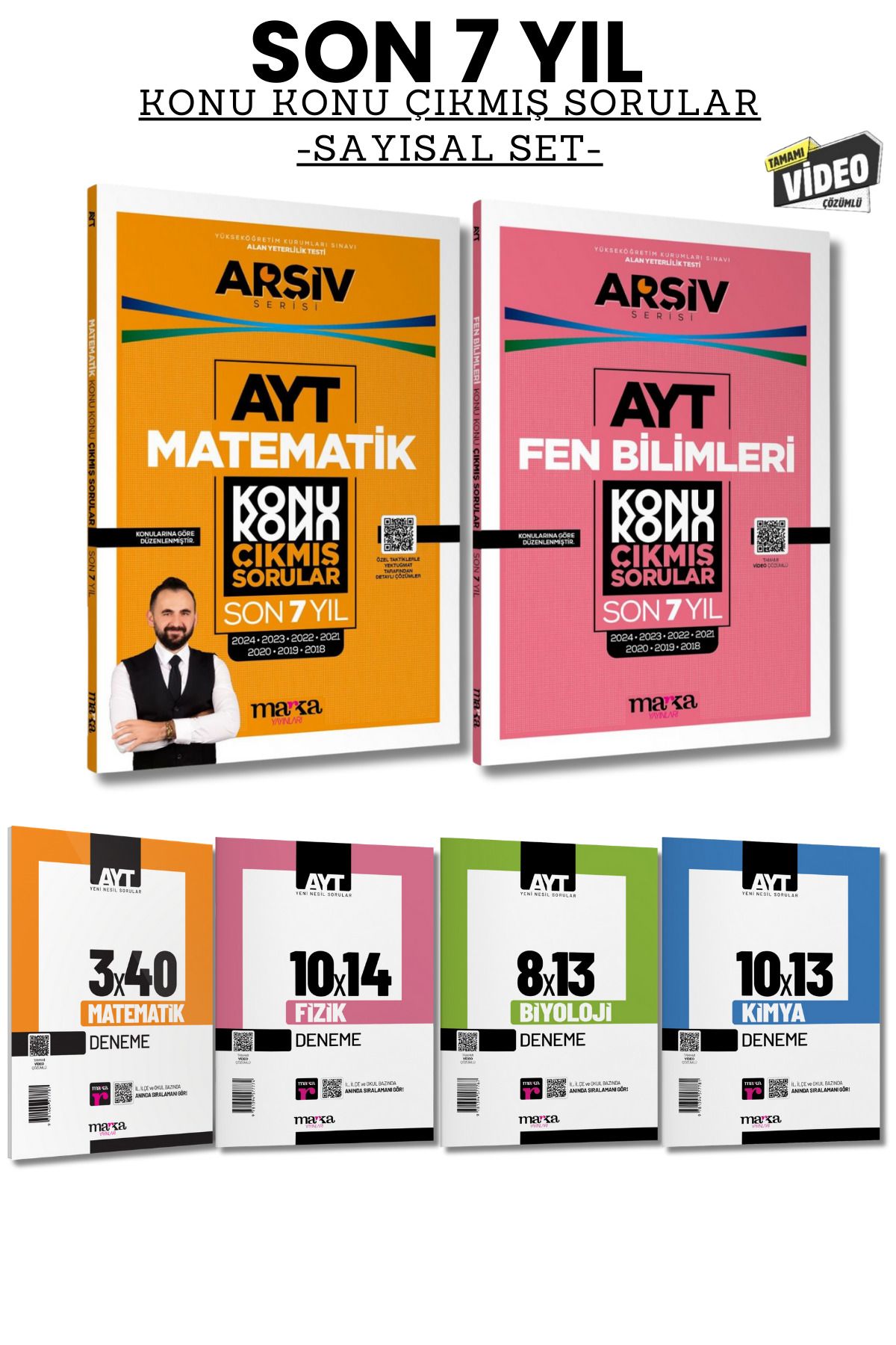 Marka Yayınları AYT Son 7 Yıl Sayısal Konu Konu Çıkmış Sorular ve Branş Deneme SET Matematik Fizik Kimya Biyoloji