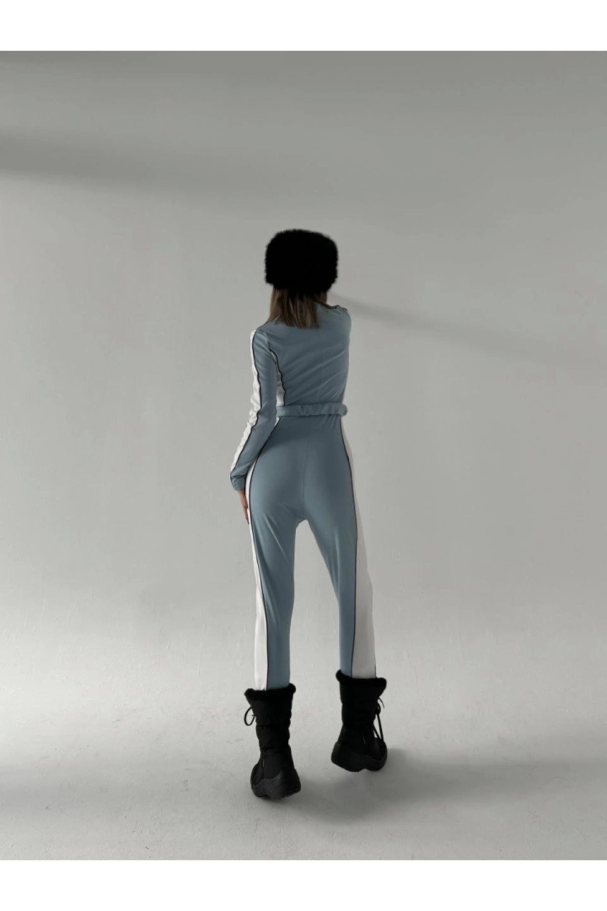 ARUZ MODA Kemer Detaylı Fermuarlı Tulum - Bebe Mavisi