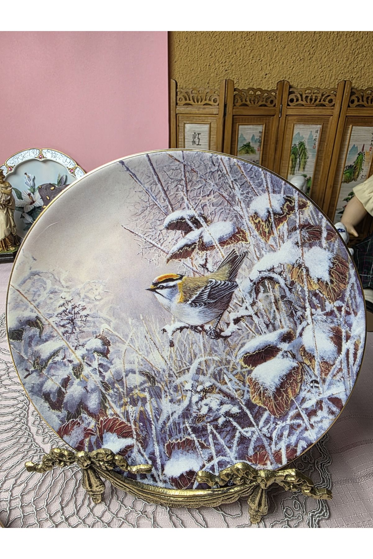 Wedgwood Porselen Kuş Fiğürlü Duvar Tabagı Set 26 cm
