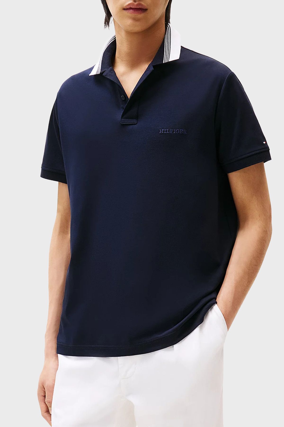 Tommy Hilfiger % 100 Pamuk Regular Fit Düğmeli Çizgili Polo Yaka T Shirt Erkek POLO YAKA T SHİRT MW0