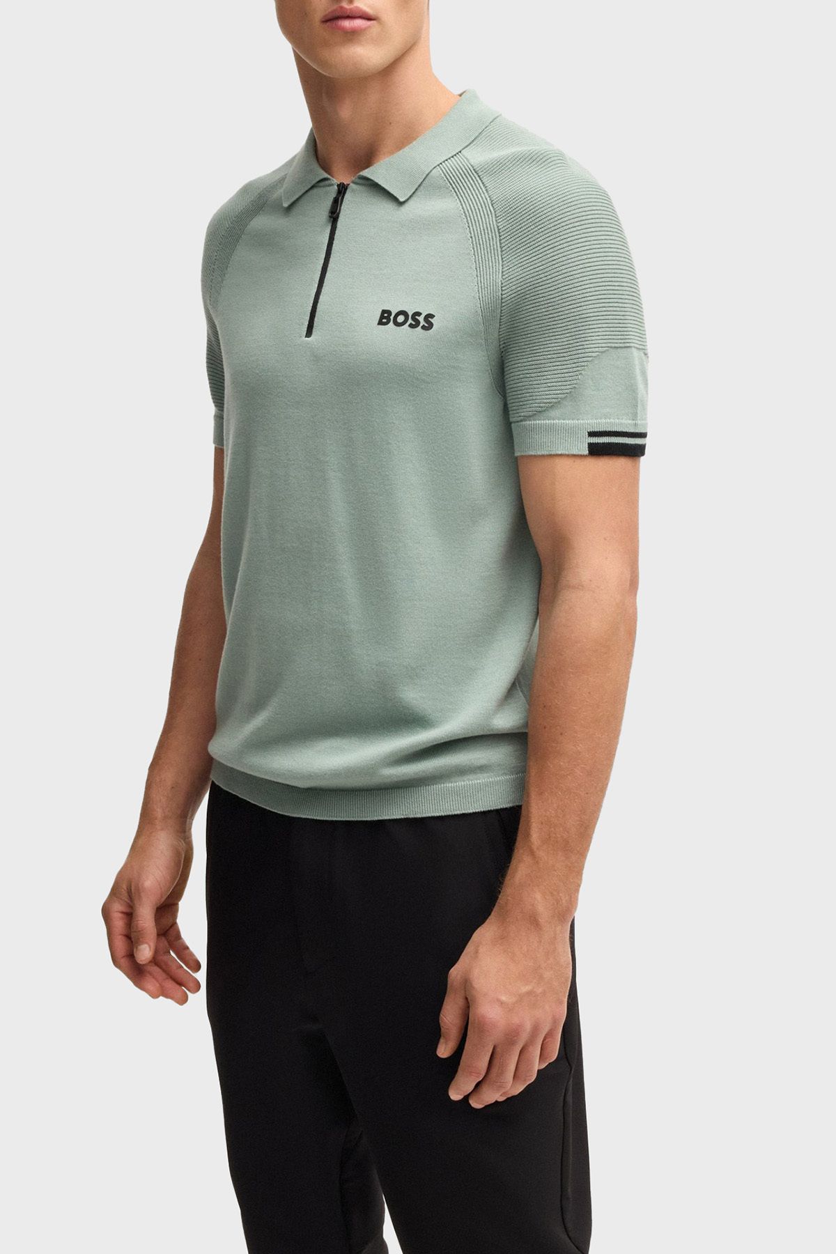 BOSS Pamuklu Slim Fit Yarım Fermuarlı Polo Yaka T Shirt Erkek POLO YAKA T SHİRT 50537146 357