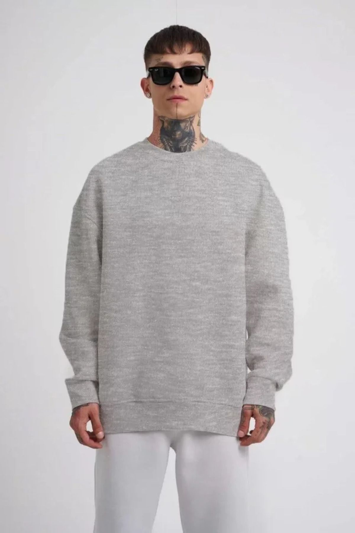 ARUZ MODA Unisex Biskilet Yaka Üç İplik SweatShirt - Gri